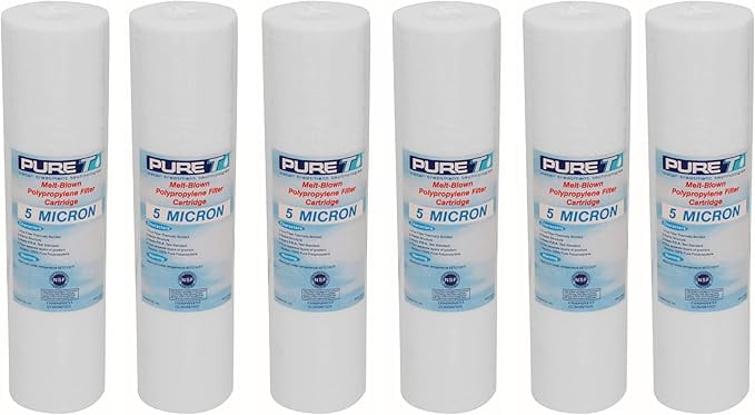 Pure T Water Sediment Depth Filter Cartridge (5 Micron, 9.75 in x 2.5 in, 6 Pack) 4s0k4