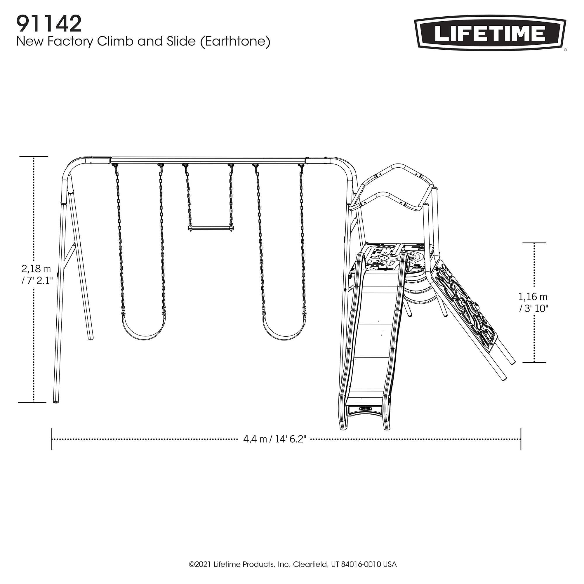 Lifetime Outdoor Adventure Swing Set with Slide, Climbing Wall, and Trapeze Bar (Green, 1 Set) twtmy