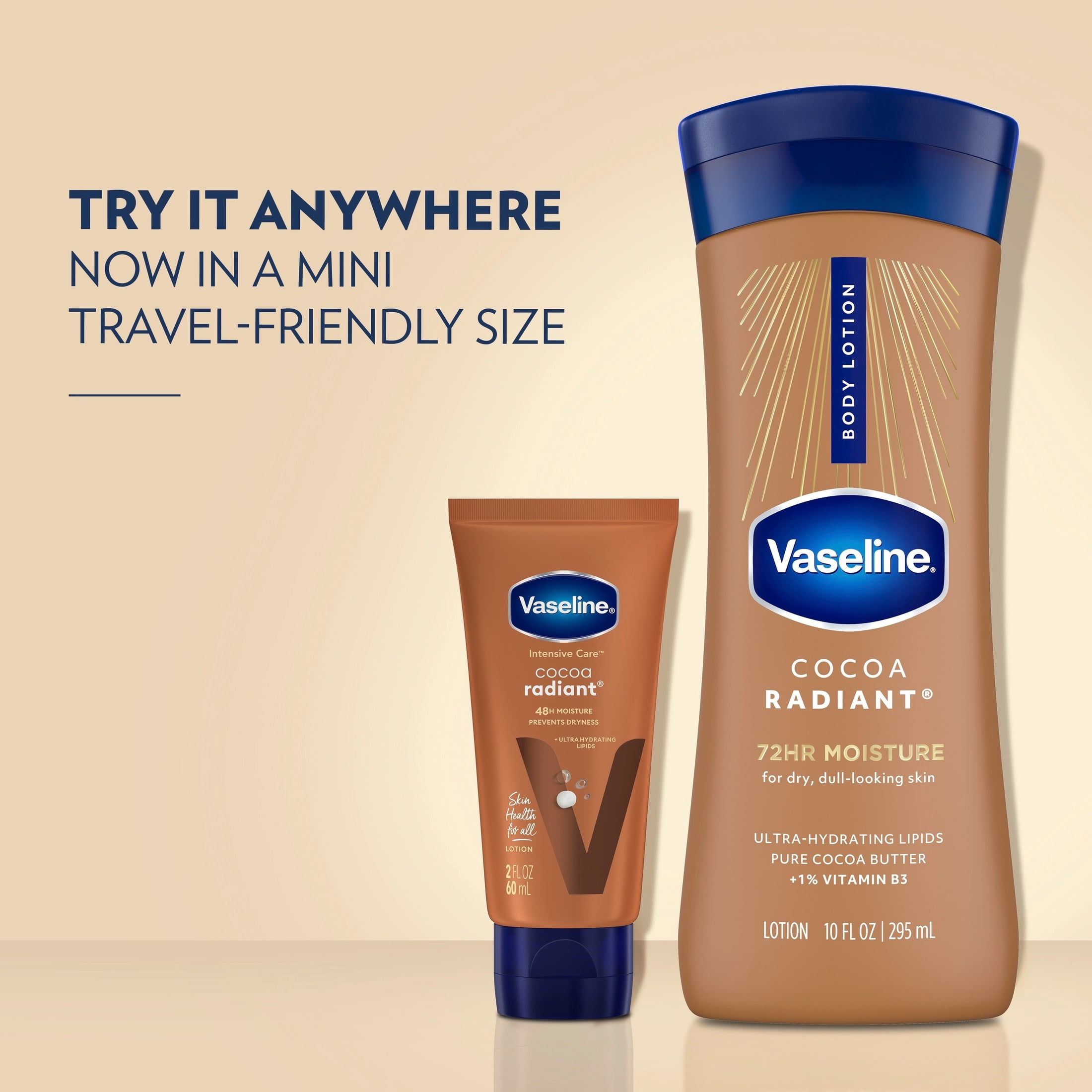 Vaseline Intensive Care Cocoa Radiant Body Lotion for Dry Skin with Pure Cocoa Butter and Hydrating Lipids (10 fl oz) tgxve