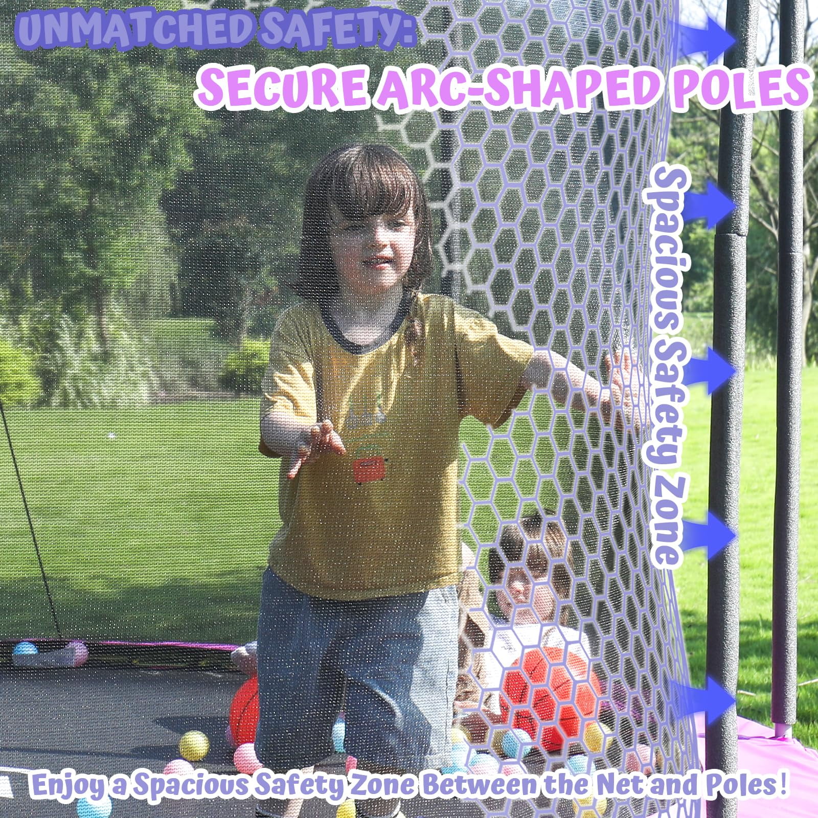 ACWARM HOME 15 ft Recreational Trampoline with Basketball Hoop and LED Lights (Purple, 15 ft) iehxv