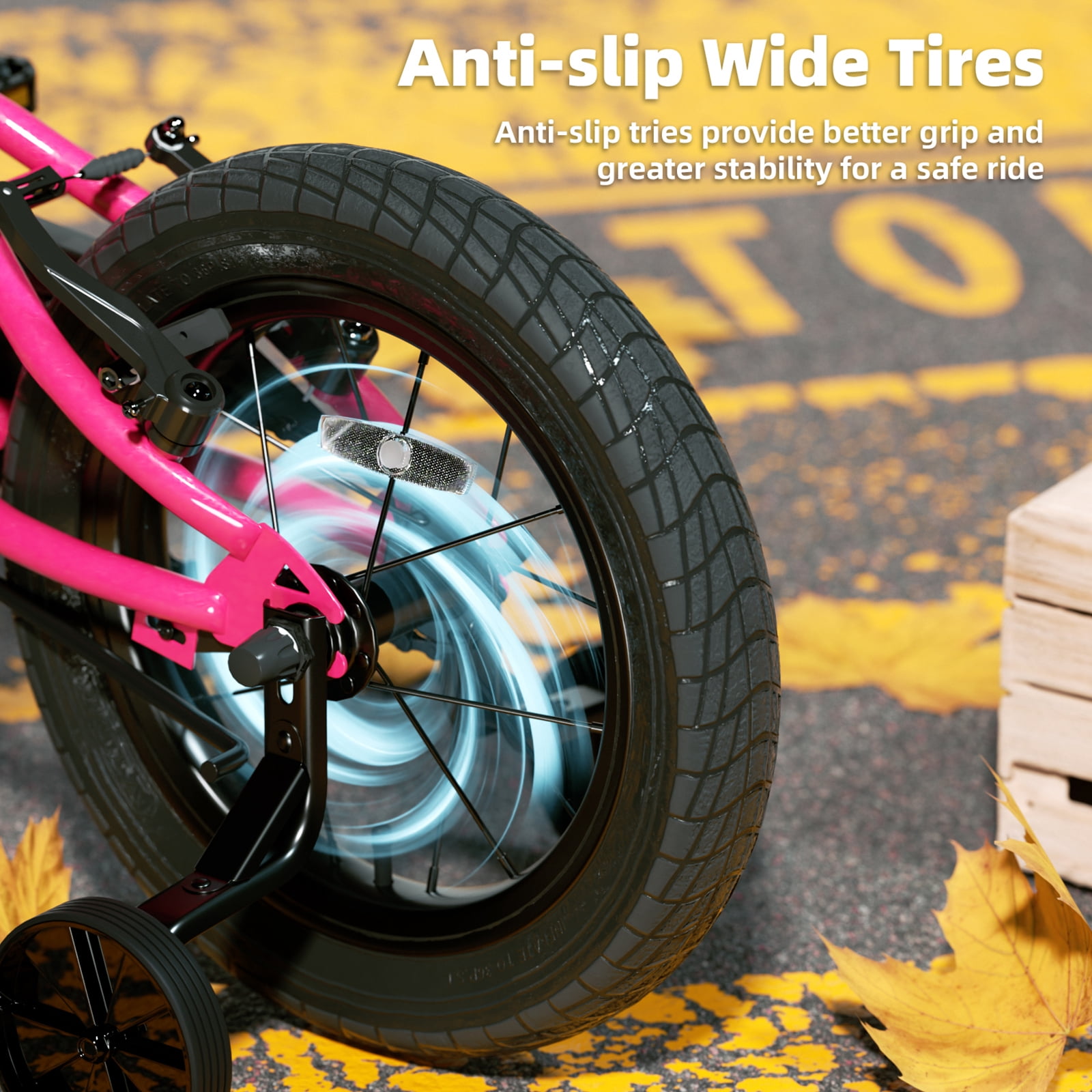 XJD BMX Style Kids Bike with Training Wheels and Coaster Brake (Pink, 16 in) 0wl5z