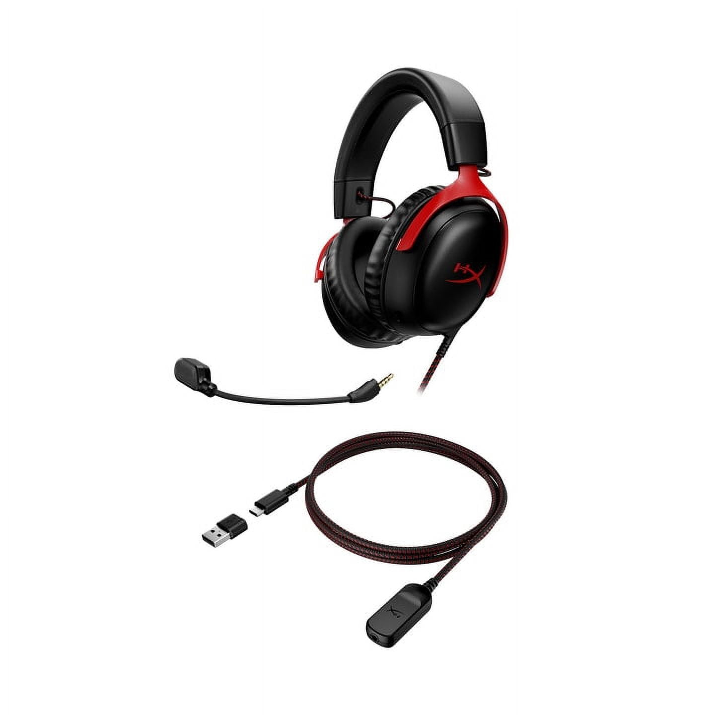 HyperX Cloud III Wired Gaming Headset, Immersive DTS Spatial Audio, Memory Foam Comfort, Multi-Platform Compatibility (Black/Red, 1 Unit) p92uh