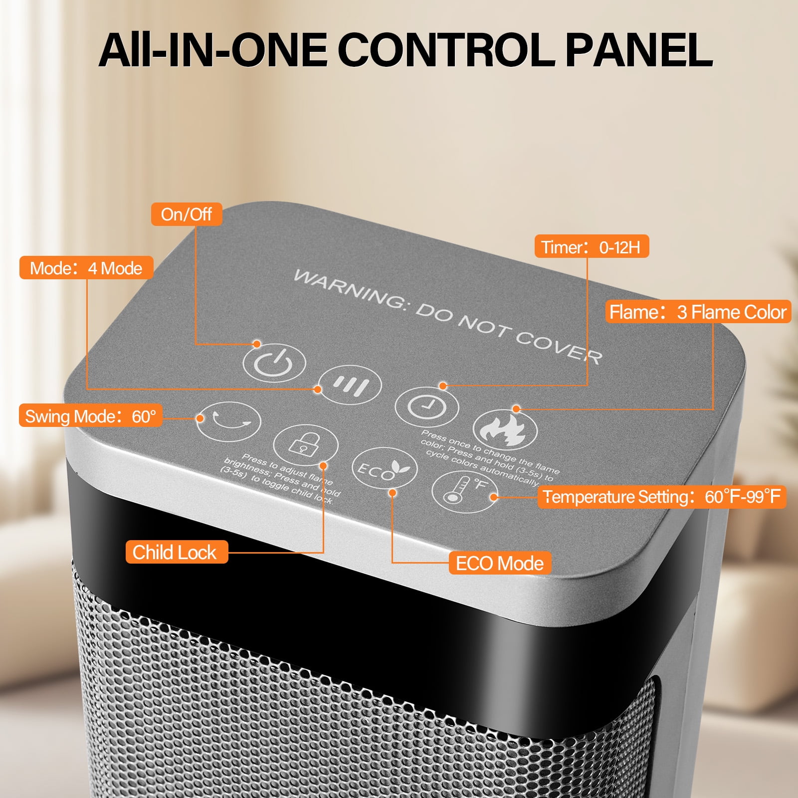 JIOABL Portable Ceramic Space Heater with Remote and Thermostat (Silver, 25 in) 3fwse