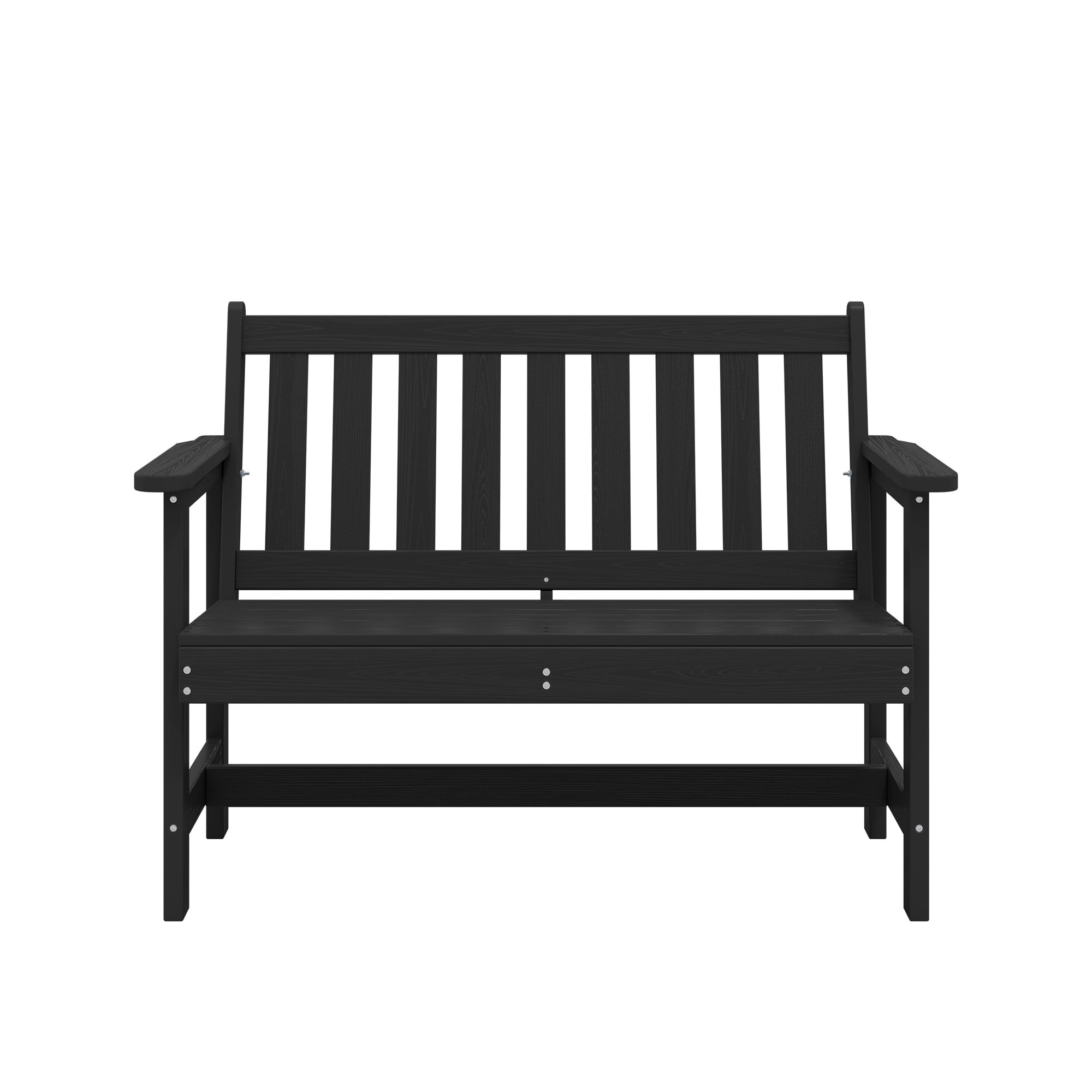 SERWALL Outdoor Patio Bench, Weather-Resistant HDPE 2-Person Garden Seating with Aluminum Reinforcement (Black, 48.82 in W) u8v4c