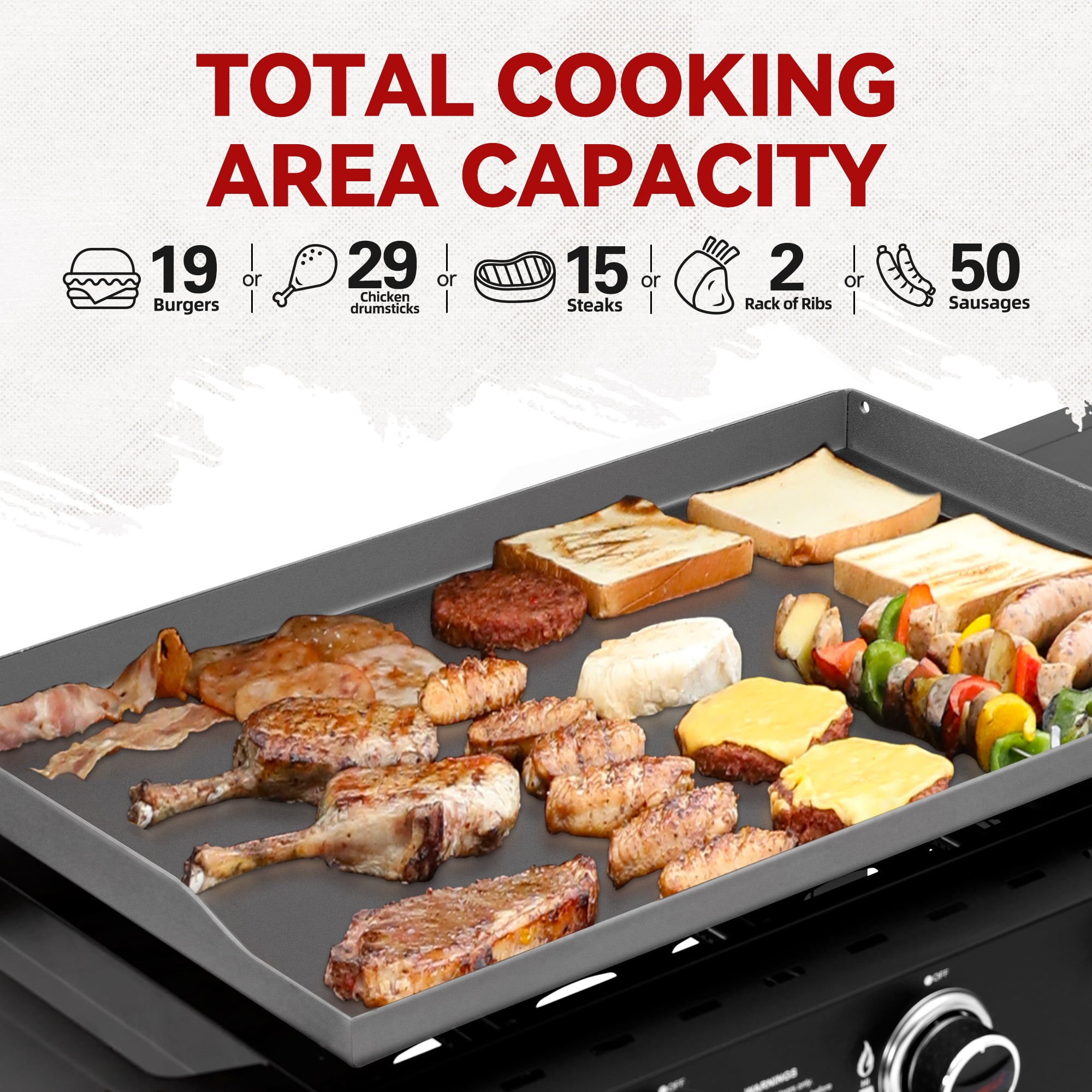 Royal Gourmet GB3000H 3-Burner Gas Griddle with Collapsible Side Shelves (Black, 28 in) 17207