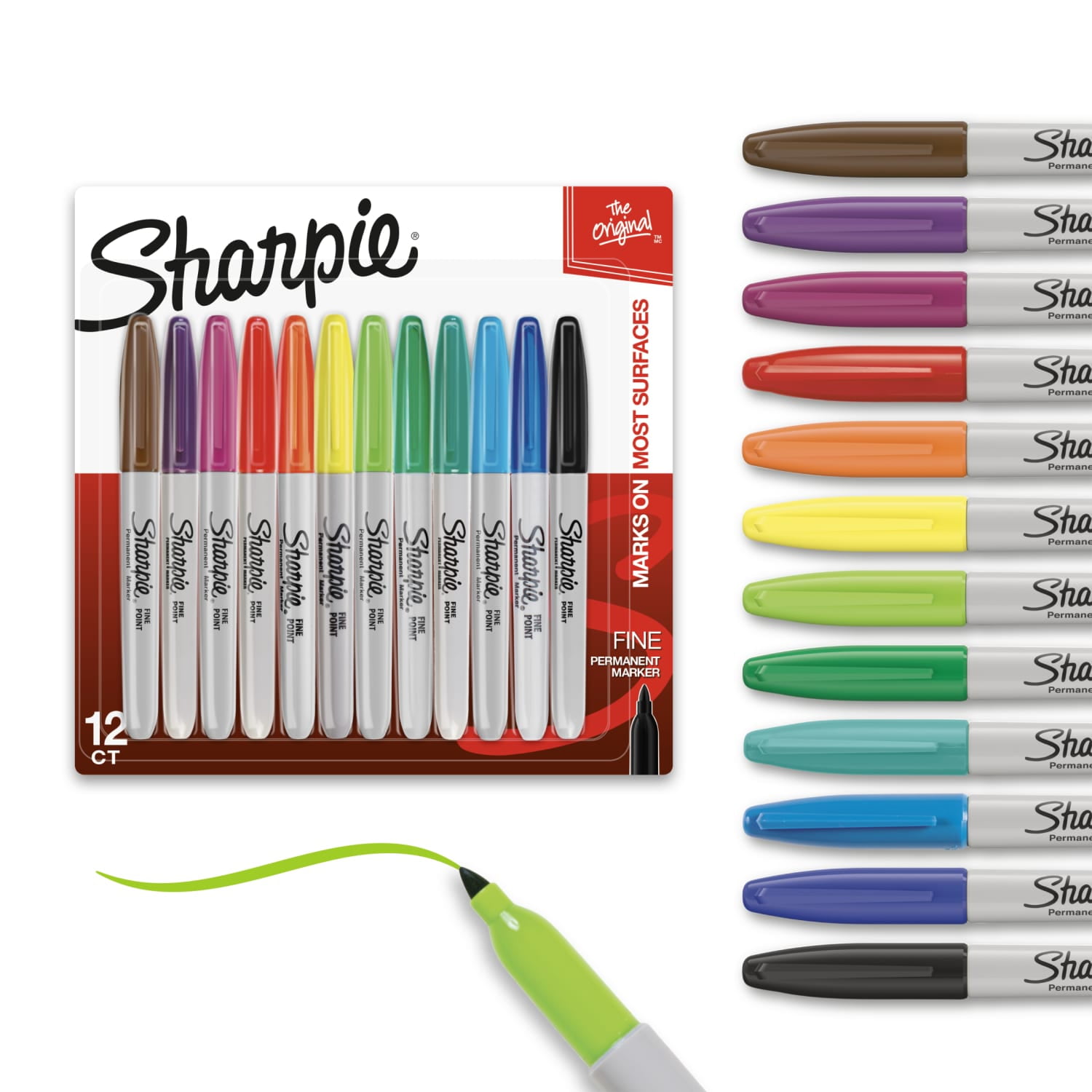 Sharpie Permanent Markers, Fine Point, Quick-drying Ink, Assorted Colors (12 Count) nxkee