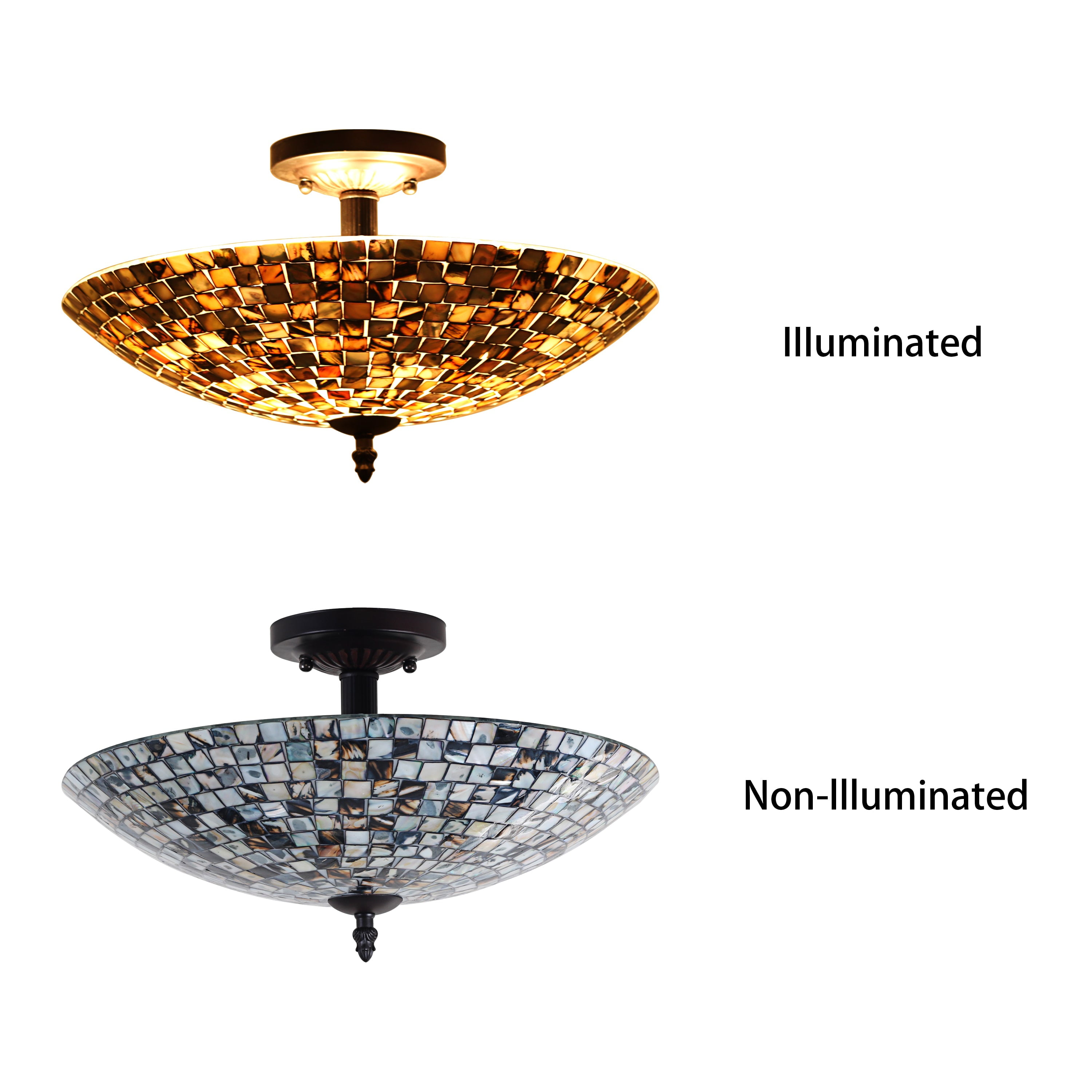 Radiance Goods Mosaic-Style Semi-Flush Ceiling Fixture, Decorative Seashell Accent Lighting (16 in Wide) vqa9r