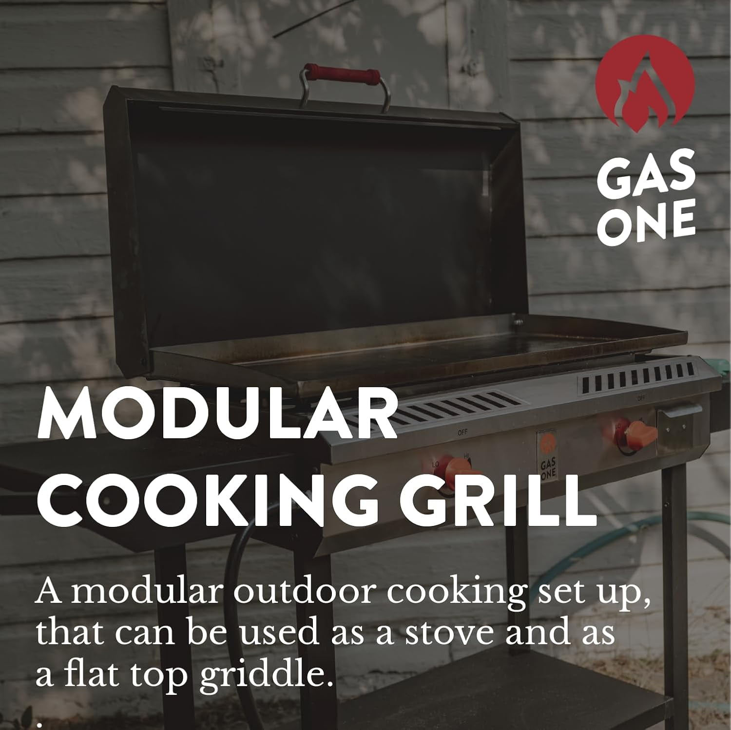 Gas One 2-Burner Propane Gas Griddle and Stove Combo with Flat Top Grill (Black, 2-Burner) 34ybv
