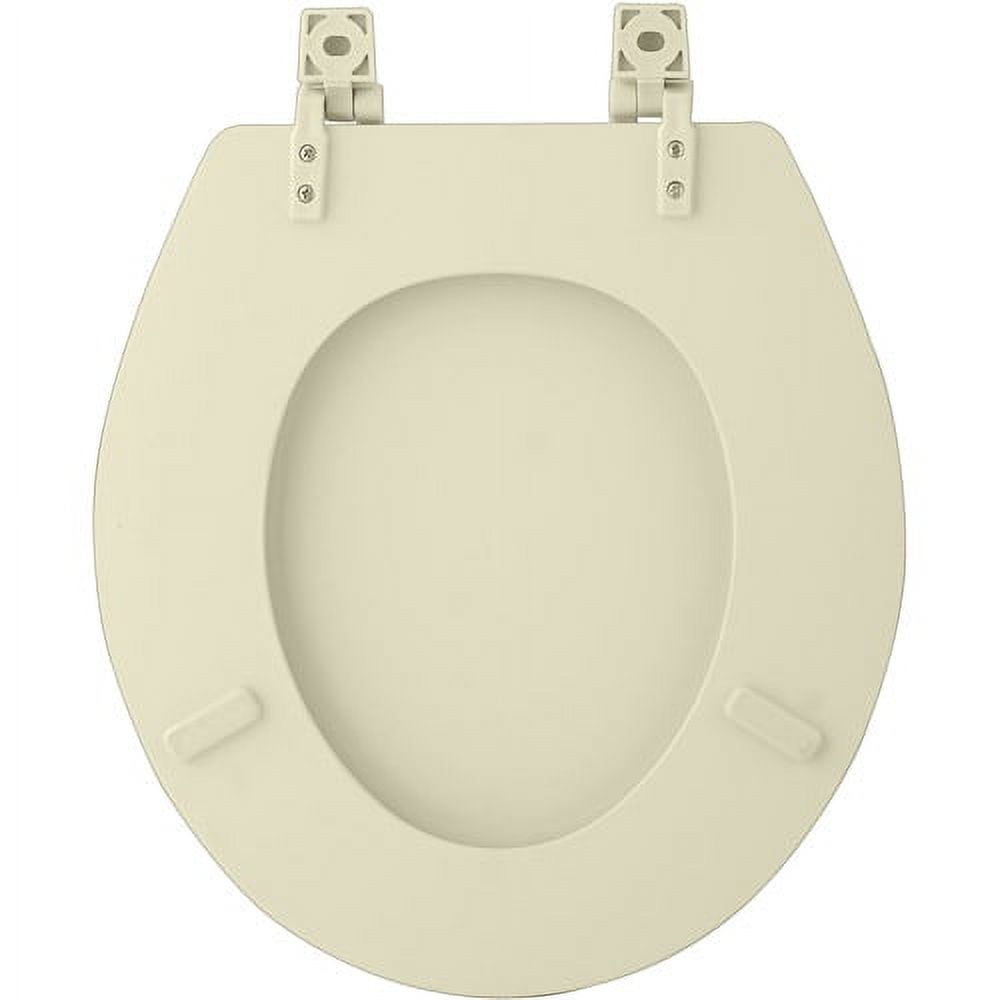 Achim Fantasia Elongated Wood Toilet Seat with Adjustable Hinges (White, 17 in) vjftj