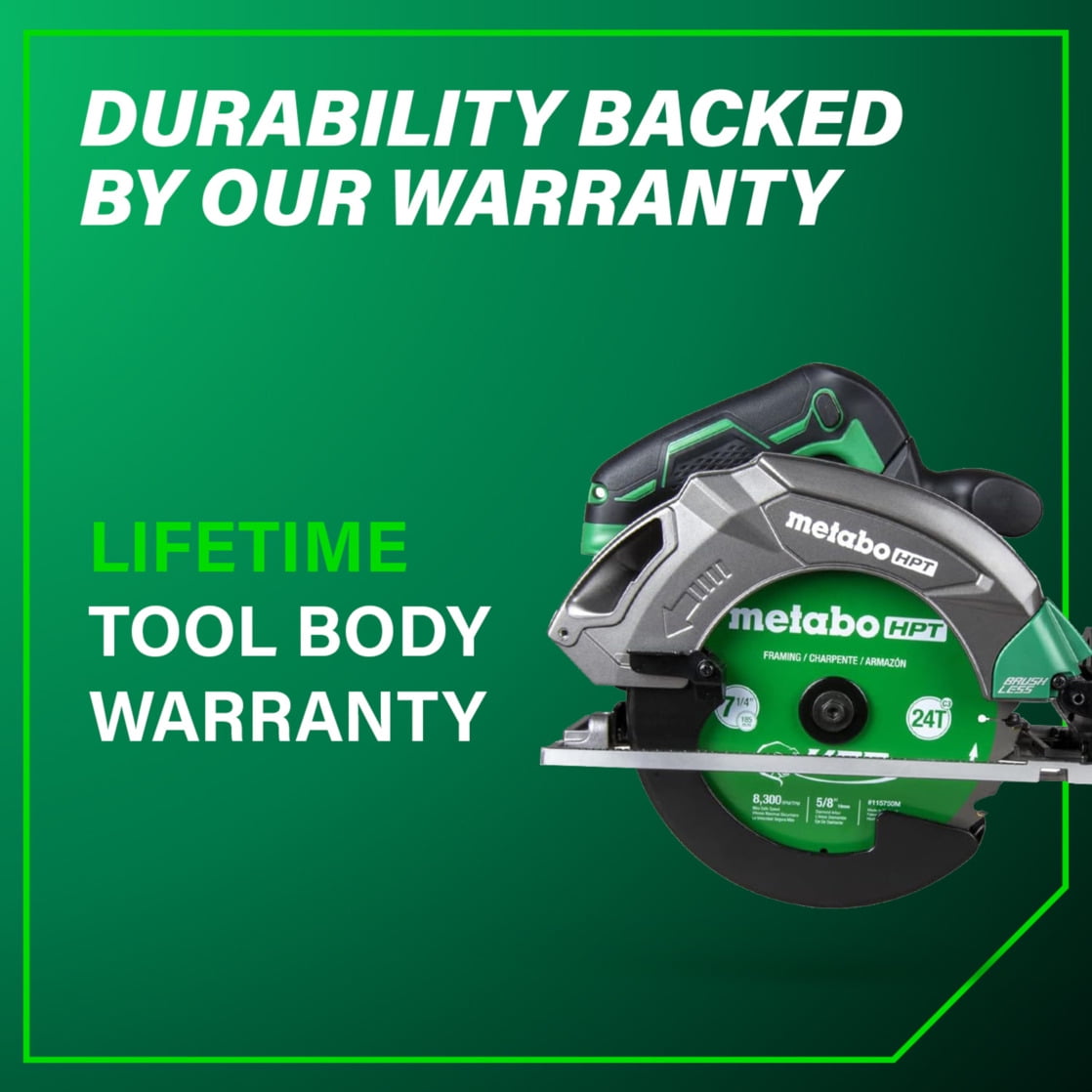 Metabo HPT 18V Cordless Circular Saw, Brushless Motor, 7-1/4-In Blade, Tool Only (C1807DAQ4) xqlzh