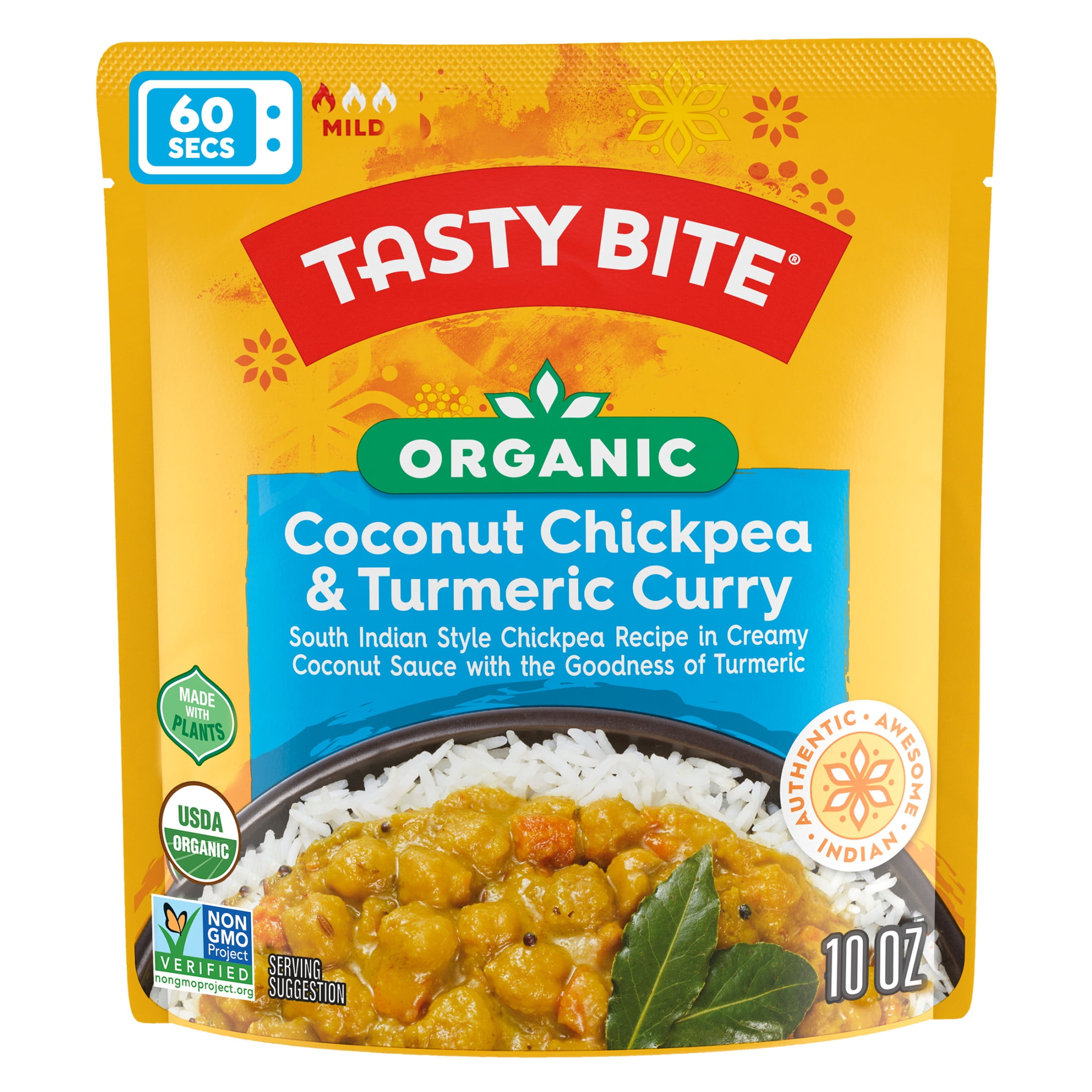 Tasty Bite Organic Coconut Chickpea & Turmeric Curry, Ready-to-Heat Meal (2 Pack, 10 oz) olh4b