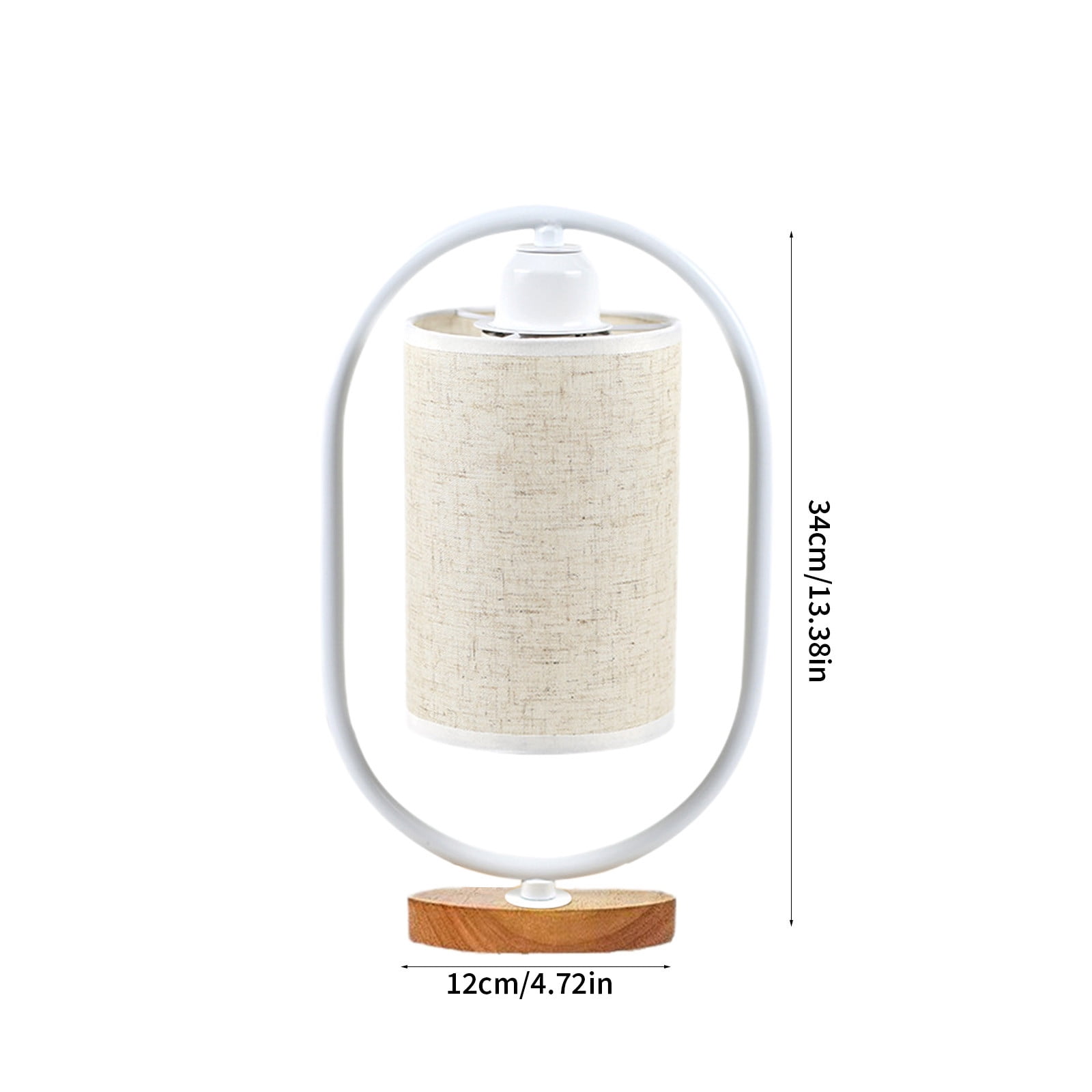 100Fens Table Lamp 3-Way Dimmable Nightstand Light with Flaxen Fabric Shade and Solid Wood Base (LED Bulb Included) no6c7