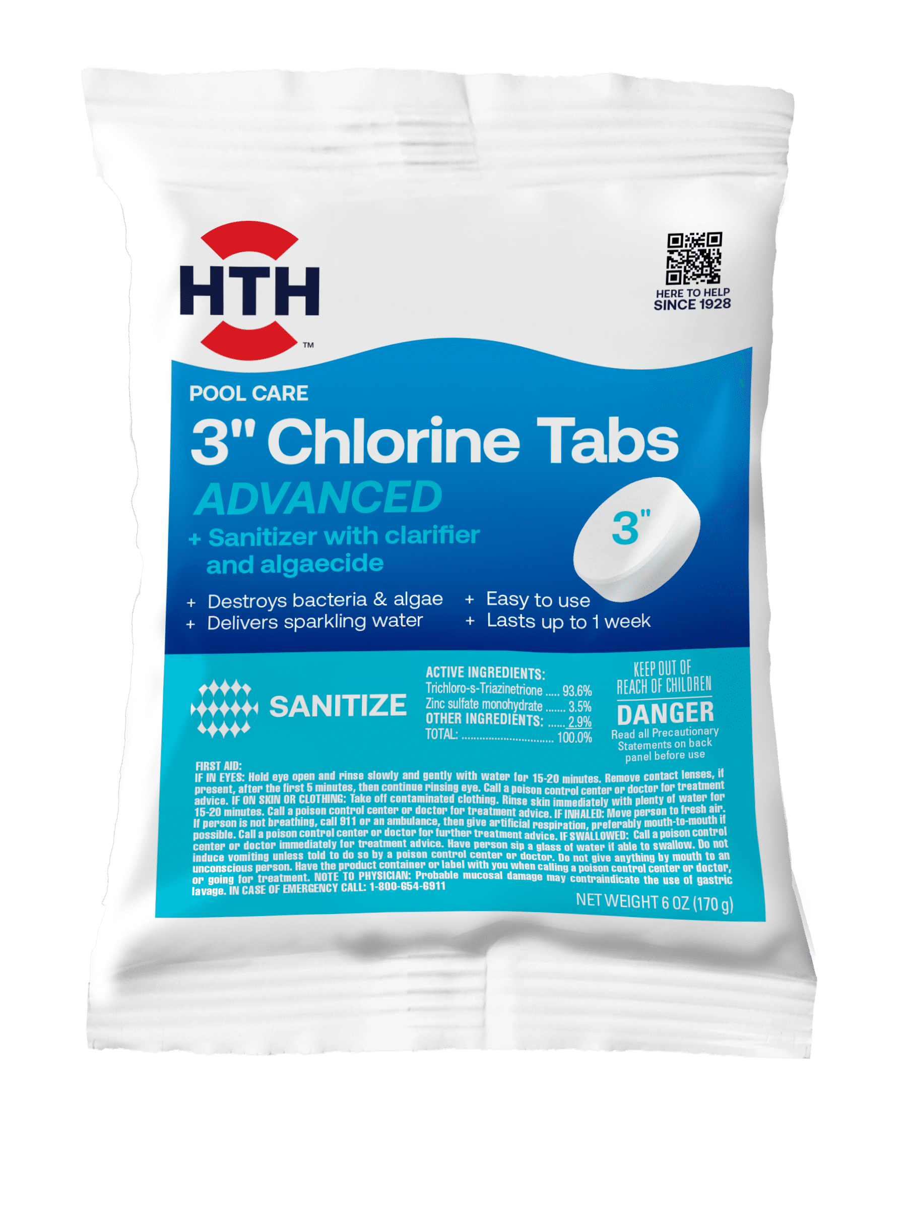 HTH 3-inch Chlorine Tablets Advanced Pool Sanitizer (2 Pack, 6 oz) v1hk8