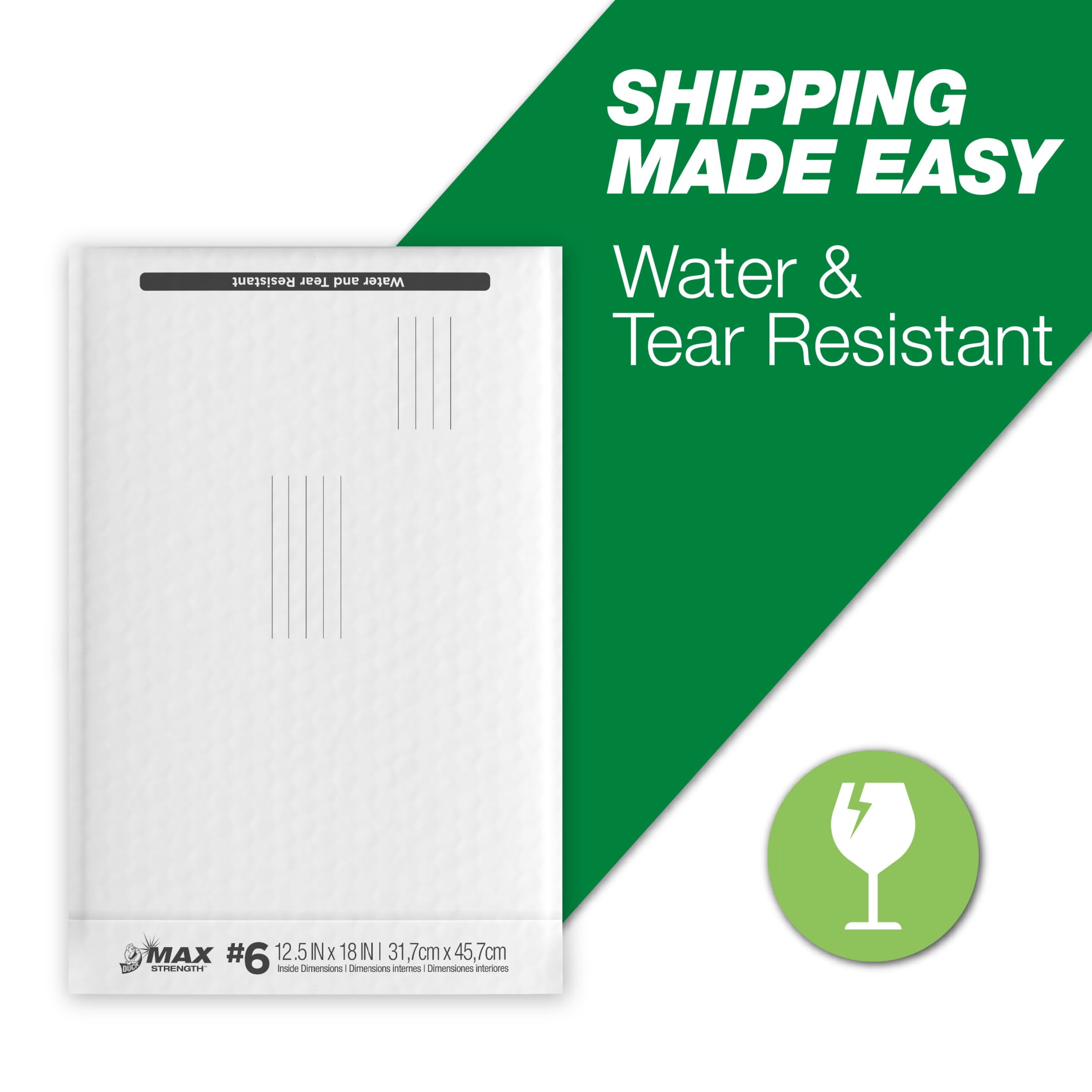 Duck Max Strength Self-Sealing Poly Bubble Mailer (White, 12.5 in x 18.5 in) 7vfbz
