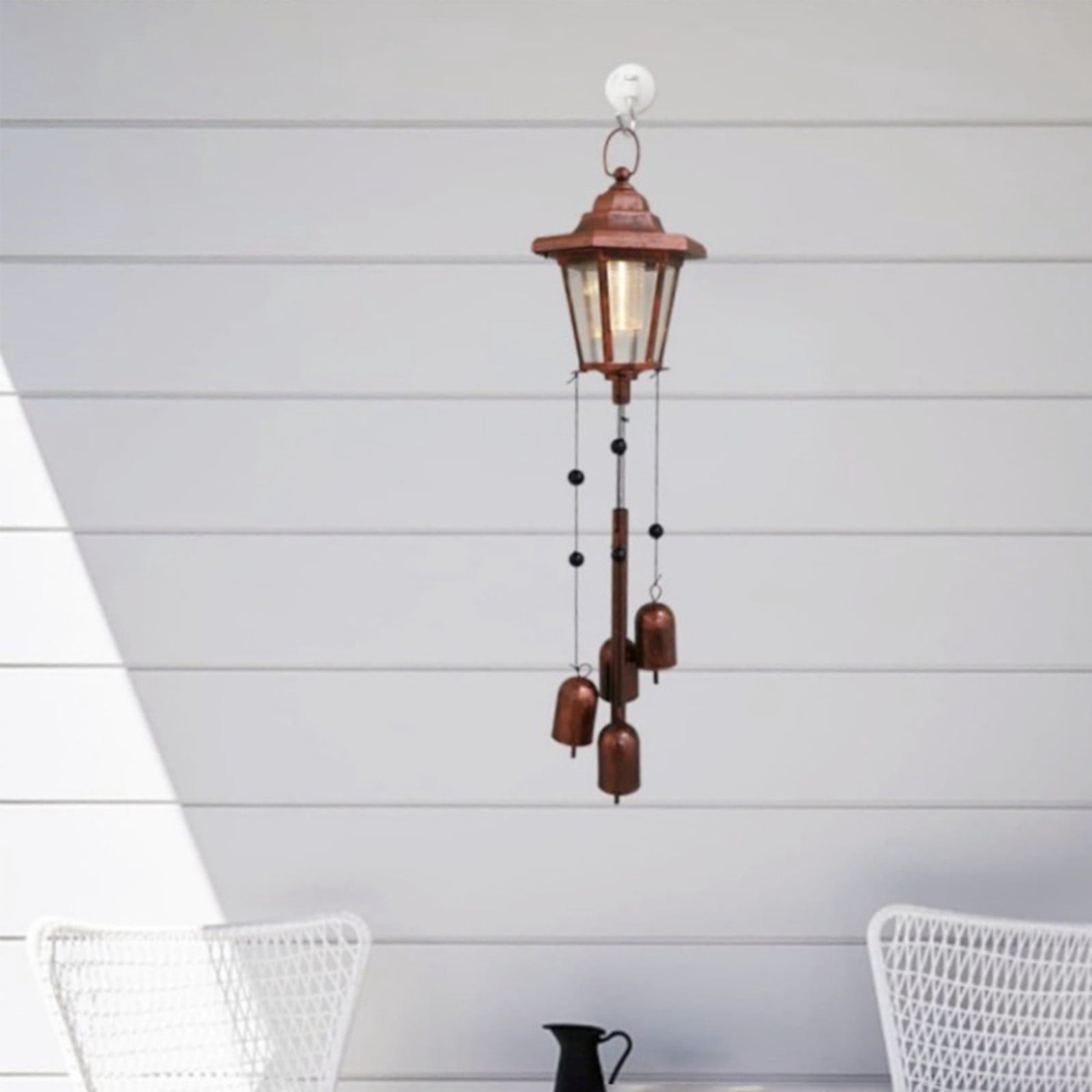 Mrasaso Solar Iron Wind Chime Light, Waterproof Decorative Hanging Chandelier for Patio and Garden (Bronze, 1 Pack) e7x9n