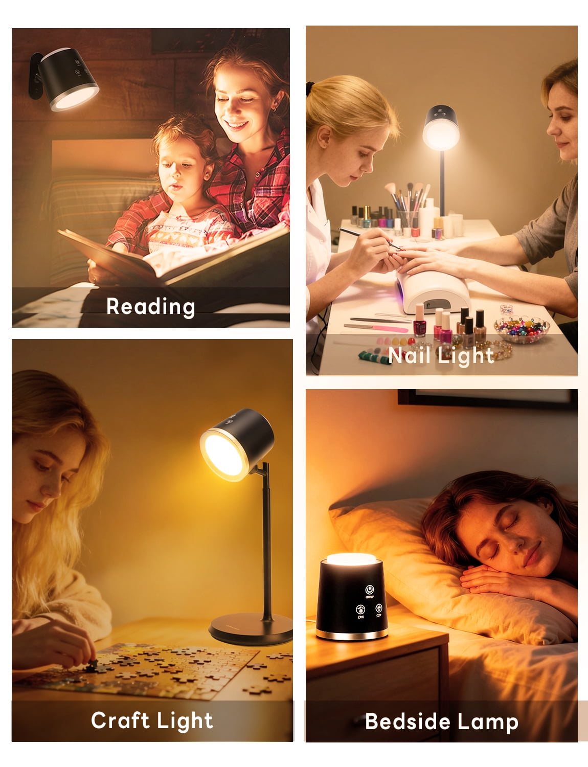 YULINKCO LED Desk Lamp with USB Charging Port, 360° Rotating Magnetic Task Light, Dimmable Bedside Reading Lamp (White, 1500 mAh) meg3c