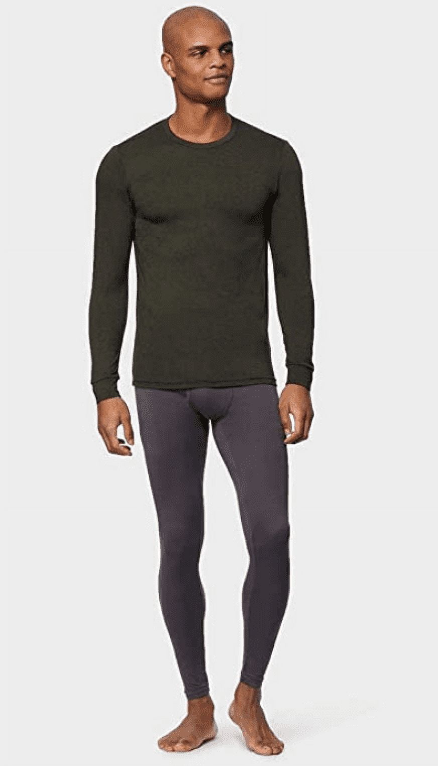 32 Degrees Men's Performance Thermal Baselayer Crewneck Long Sleeve Top (Rain Forest Heather, Large) x2kes
