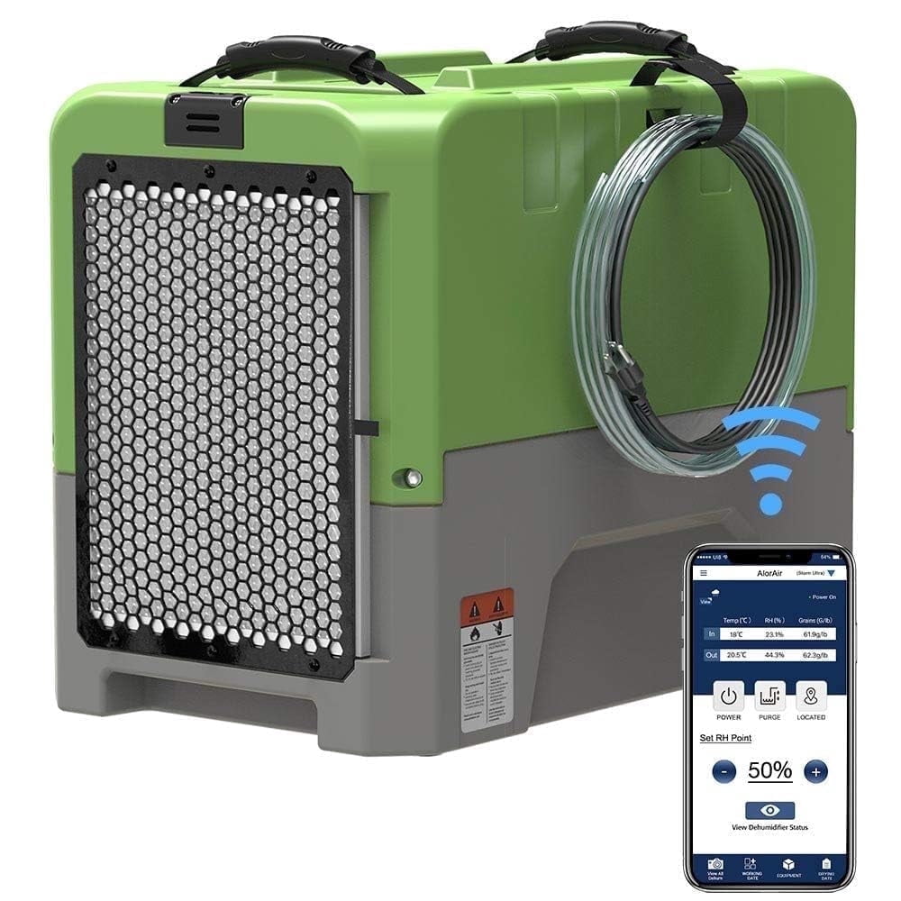 ALORAIR Commercial Dehumidifier with Wi-Fi, 180 PPD Industrial Moisture Removal for Water Damage Restoration (Green, 2,300 Sq. Ft.) 1ofql
