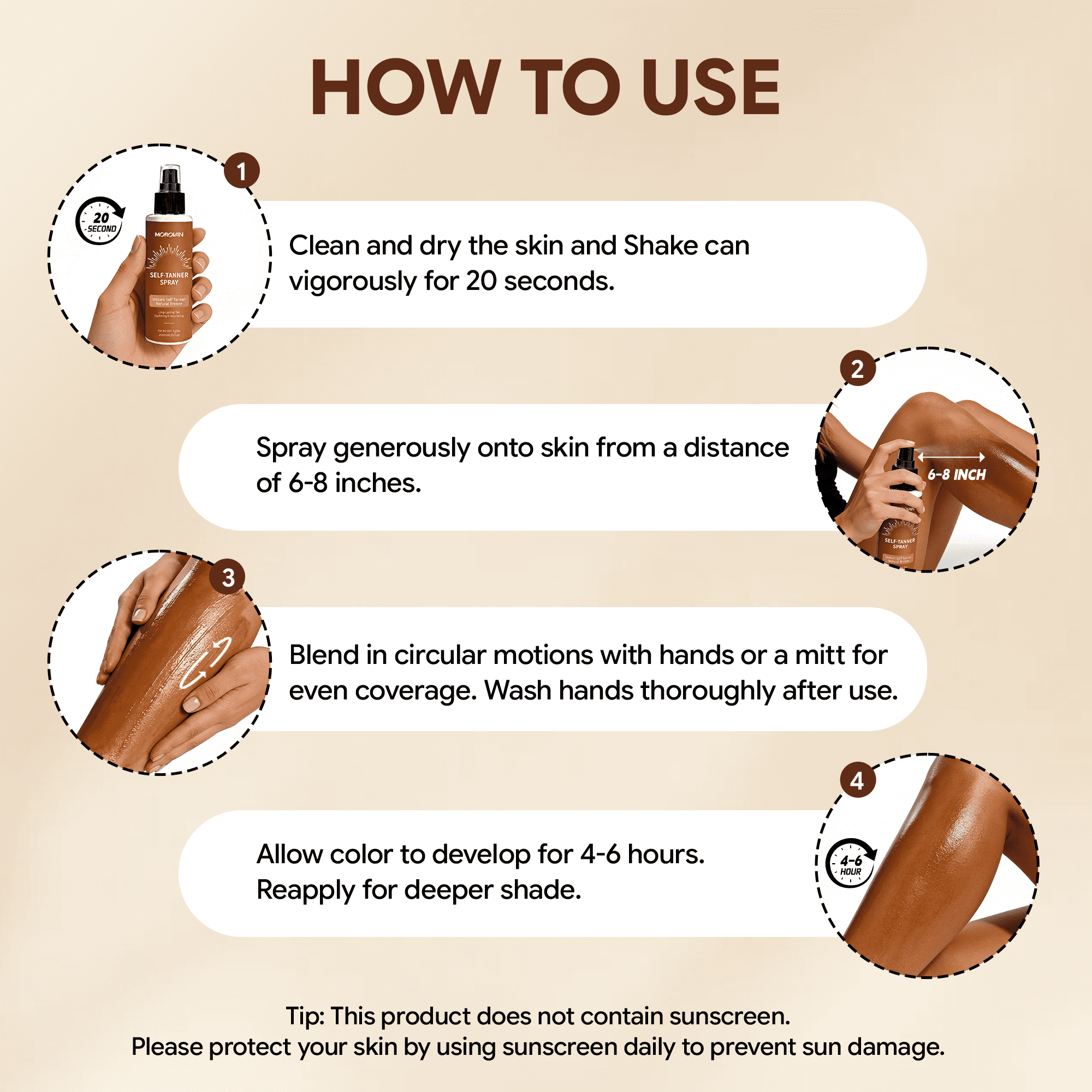MOROVAN Self-Tanner Spray Instant Natural Bronze, Long-Lasting Streak-Free Glow for Face and Body (6.76 fl oz) d8sk1