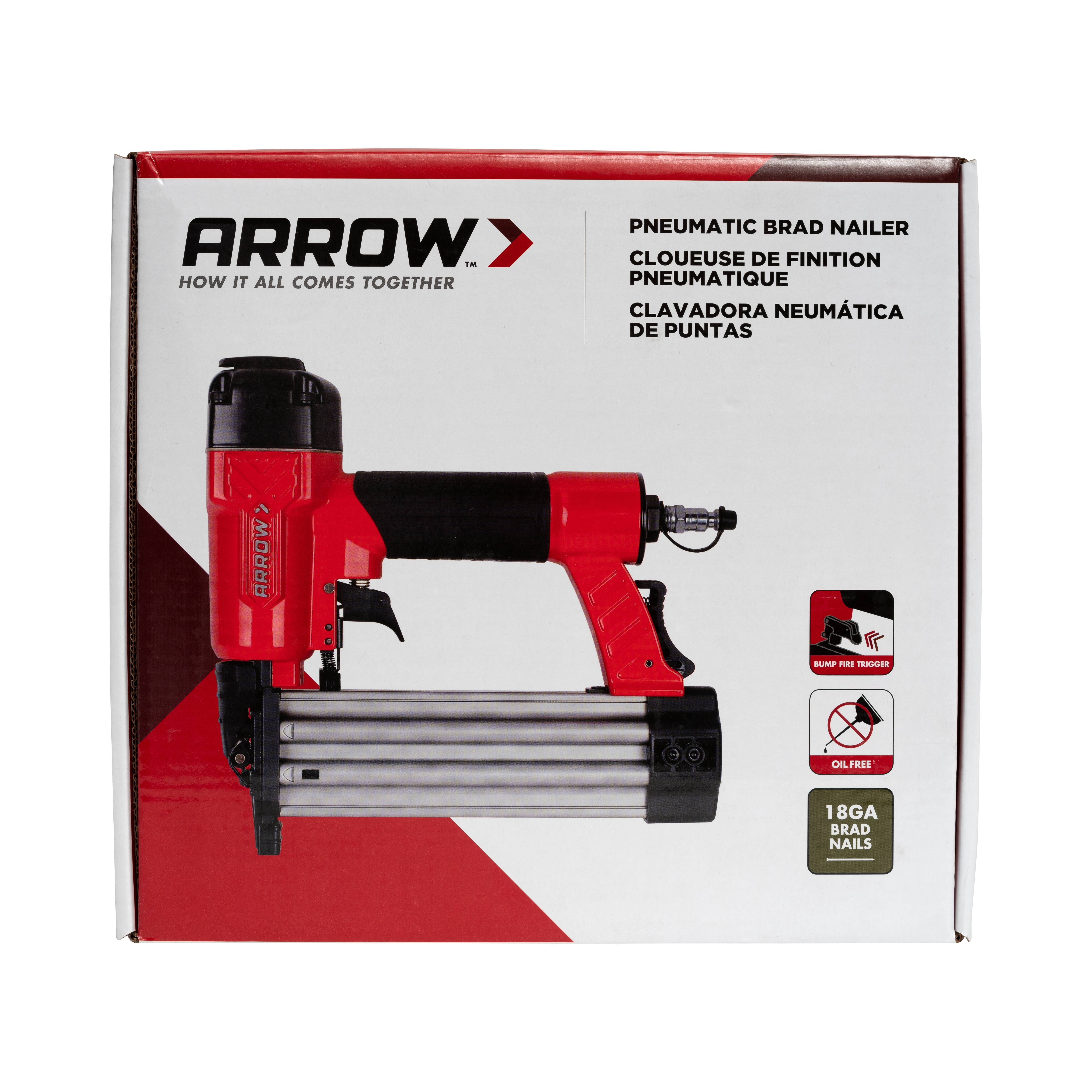 Arrow PT18G 18 Gauge Pneumatic Brad Nail Gun (Oil-Free, Professional Grade) js16y