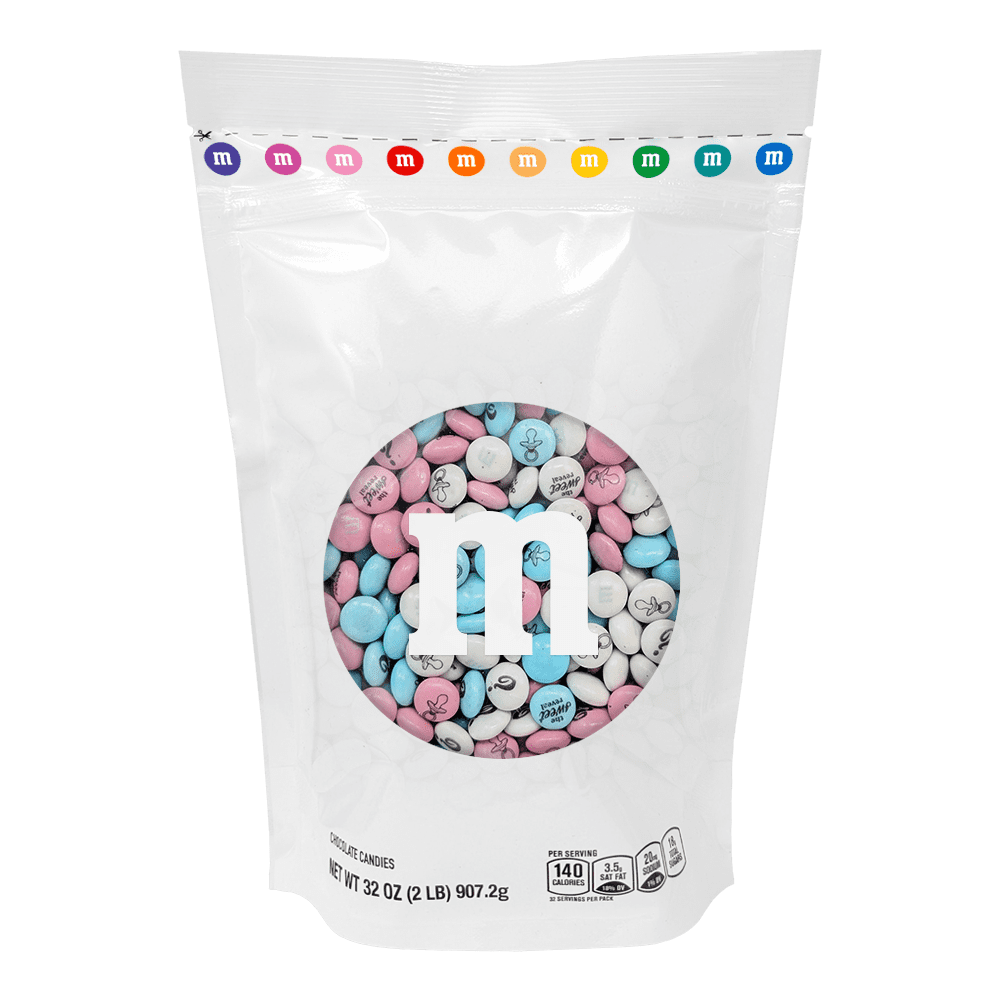M&M'S Milk Chocolate Candy for Gender Reveal Parties (Light Blue, Light Pink, White, 2 lb) y8kk2