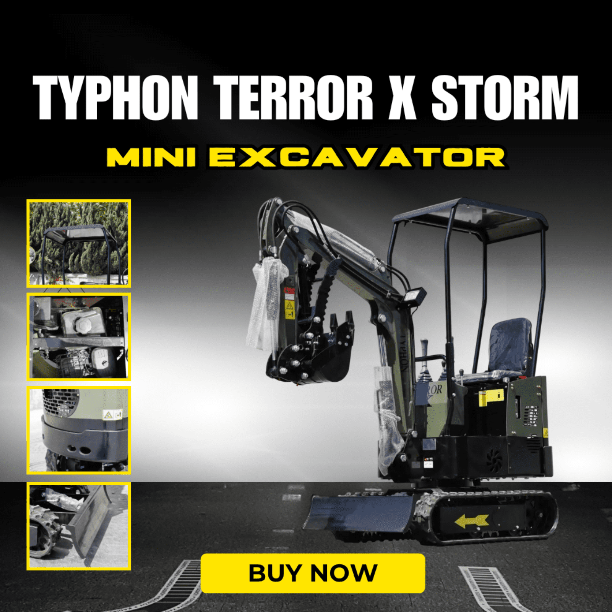 TYPHON Terror X Storm Mini Excavator (1 Ton, Green) iczxt