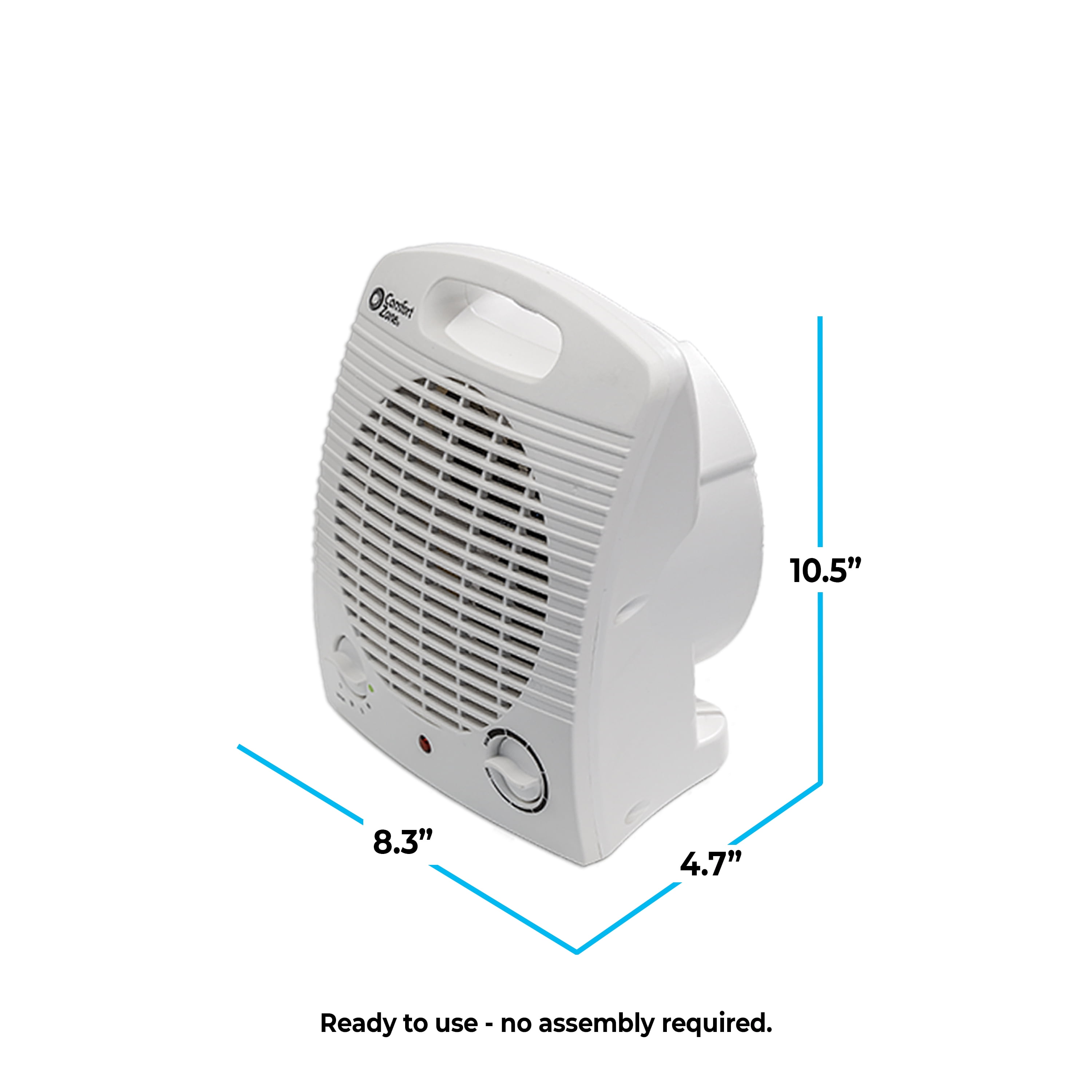 Comfort Zone Portable Electric Space Heater with Adjustable Thermostat (White, 150 sq ft) 3dexo