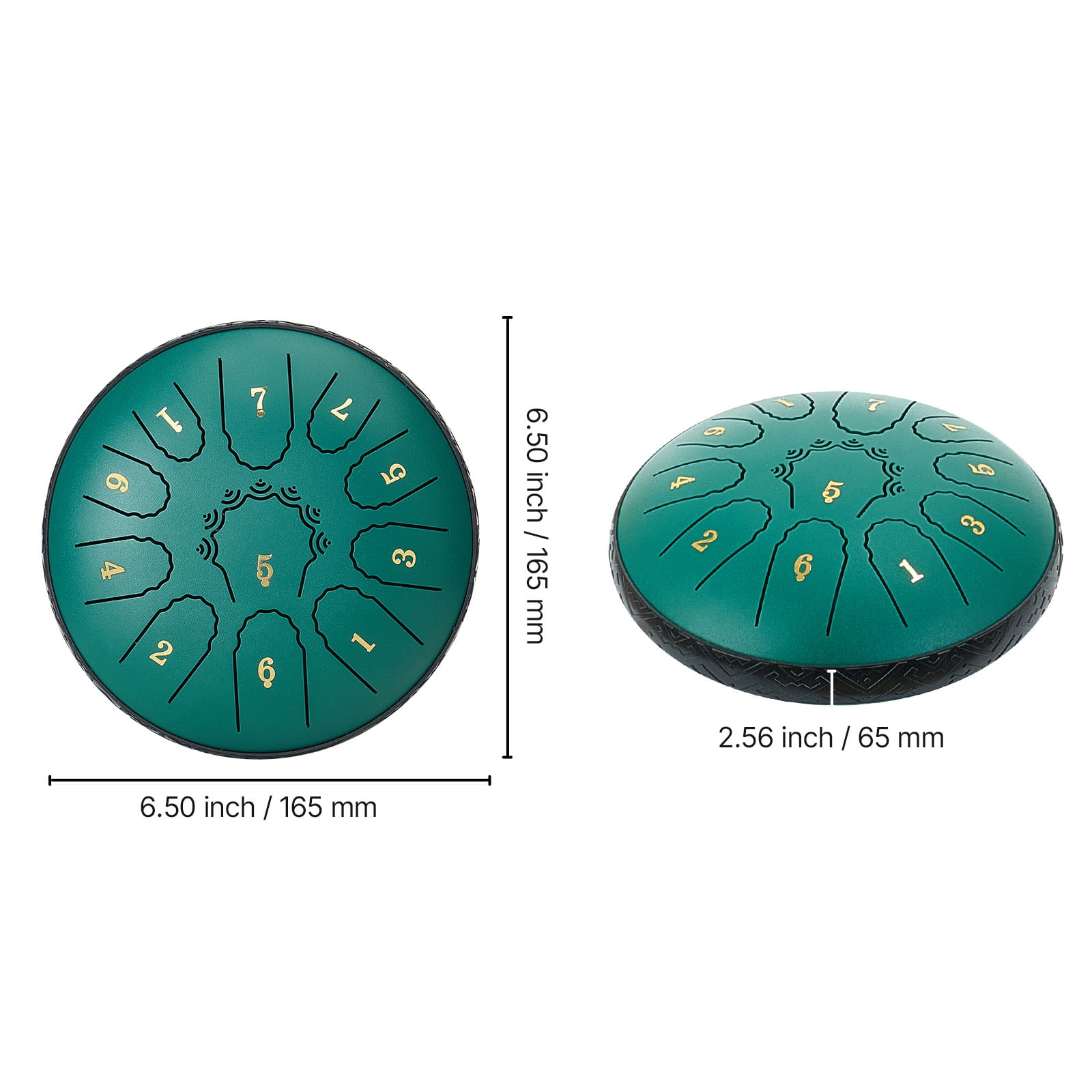 VEVOR Steel Tongue Drum, 11-Note Percussion Instrument for Meditation and Yoga (Green, 6 in) 7d9sf