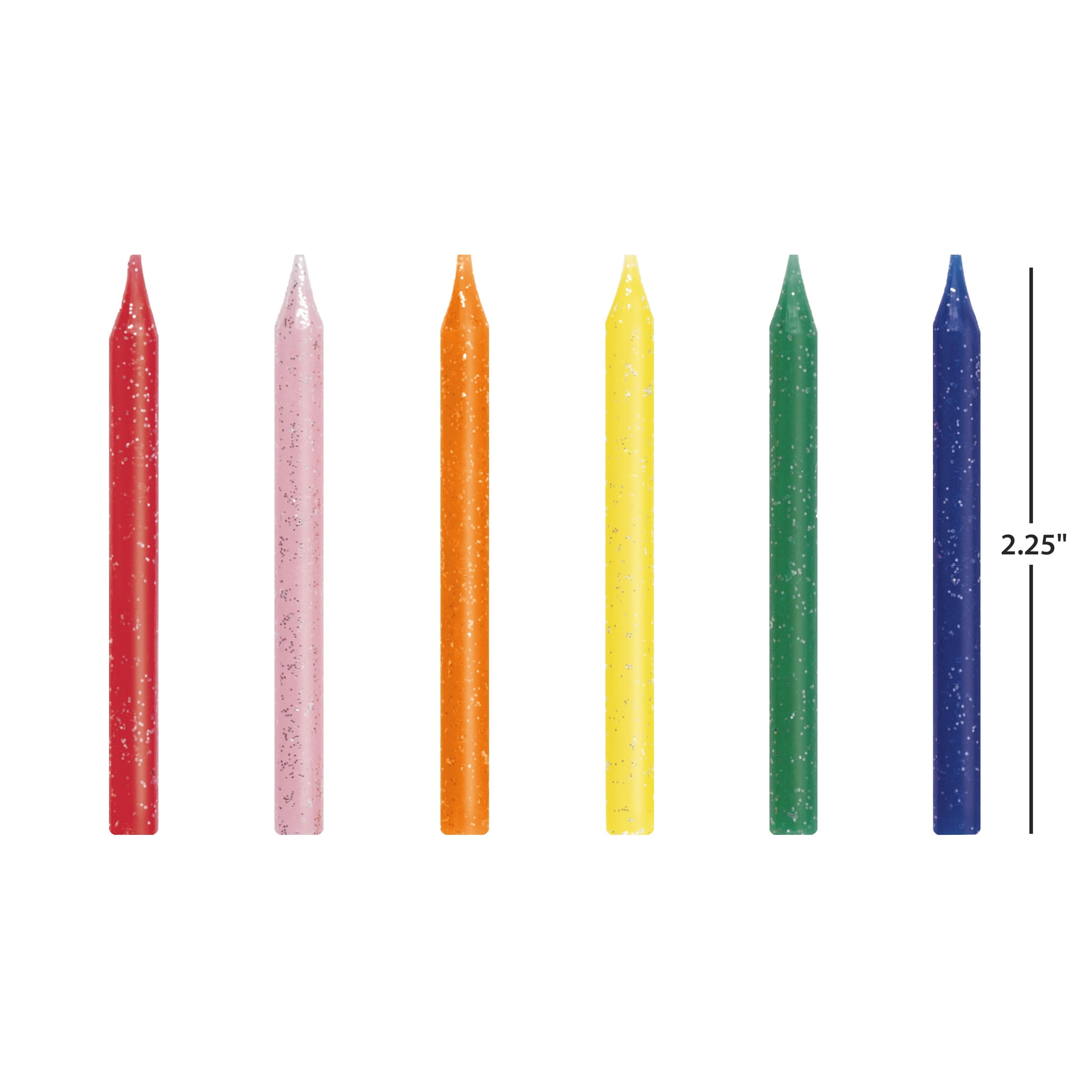 Way To Celebrate Glitter Birthday Candles Decorative Cake Toppers (Multicolor, 24 Pieces) g28uu