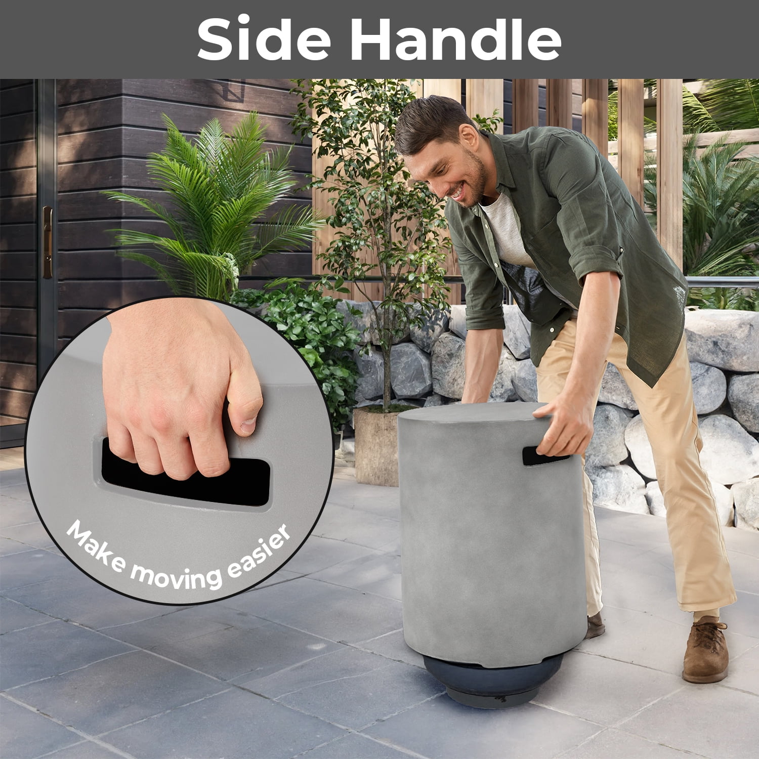 ReeQuo Propane Tank Cover Table Round Concrete Hideaway for 20 lb Tank (Grey, 16 in x 16 in x 20 in) 6p9gx
