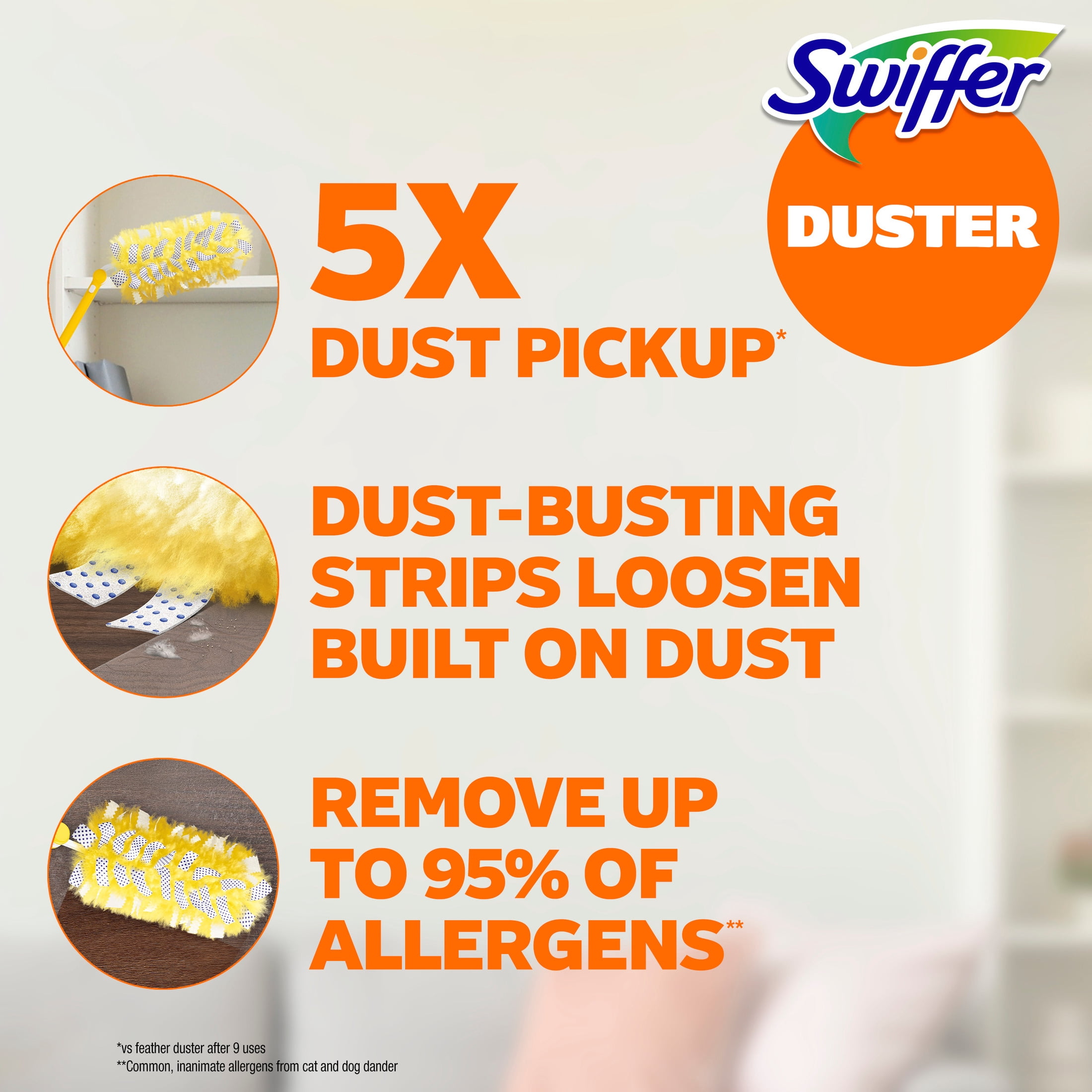 Swiffer Heavy Duty Extendable Duster Kit with Refills (Unscented, 3 ft Handle, 3 Count) pegya