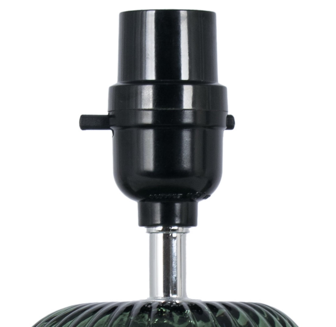 Mainstays Glass Table Lamp with Linen Shade, Modern Decorative Lighting (Green, 12.75 in) fstee