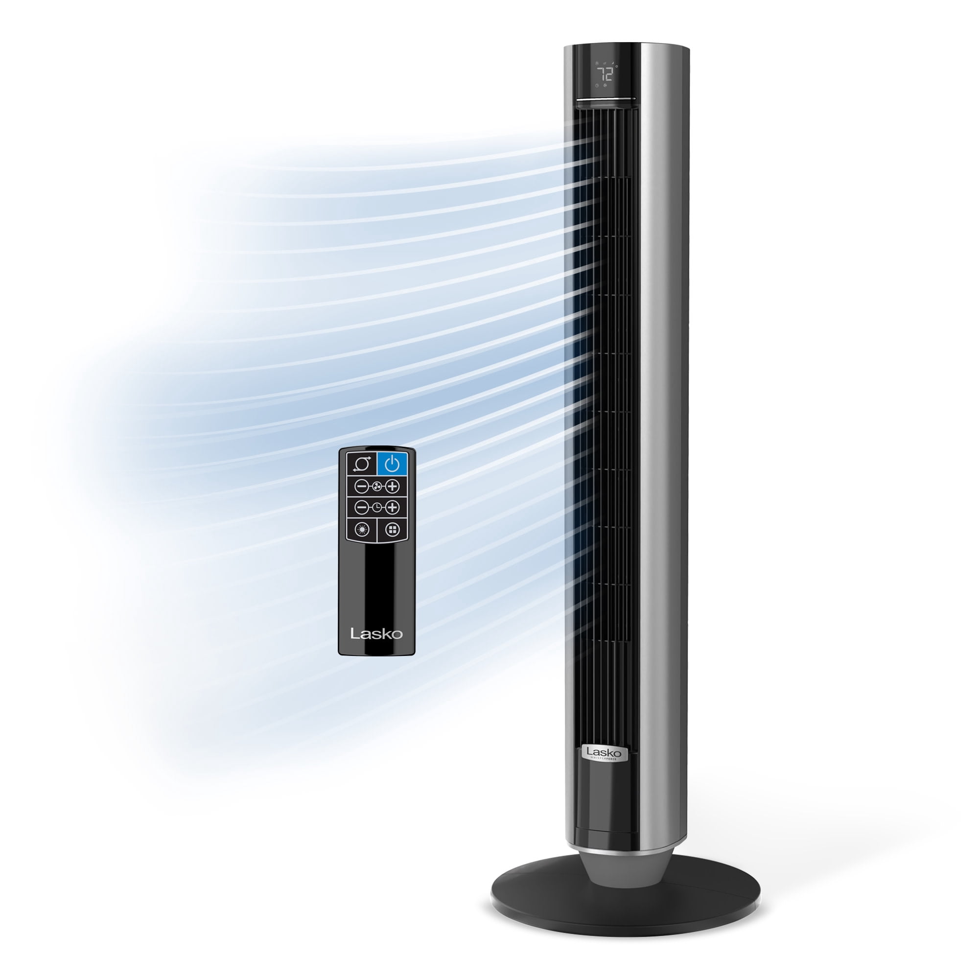 Lasko 40 in Quiet Oscillating Tower Fan with Remote Control and 12 Speeds (Black, 40 in) 7fgn0