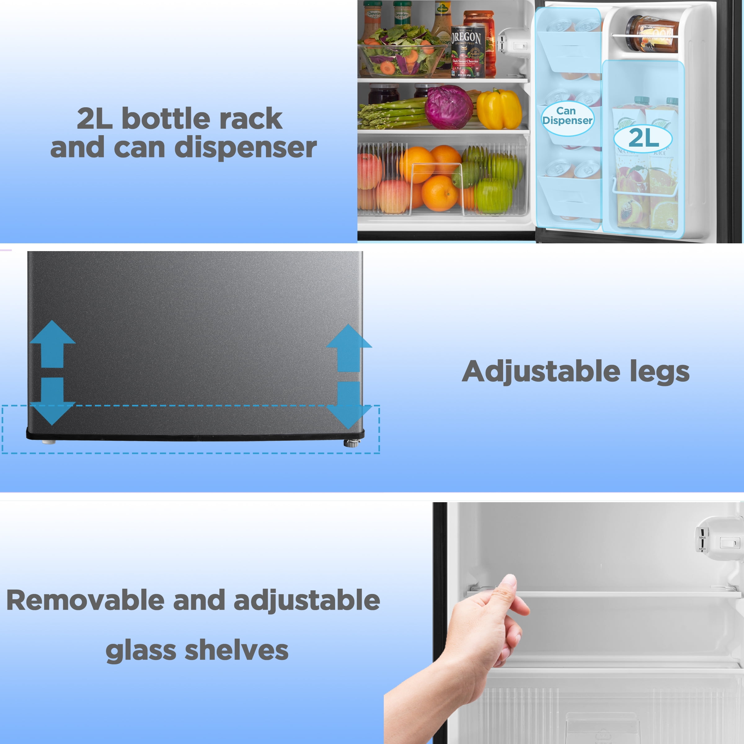 Arctic King 3.2 Cu Ft Two Door Mini Fridge with Freezer (Silver, 3.2 cu ft) d4hf4