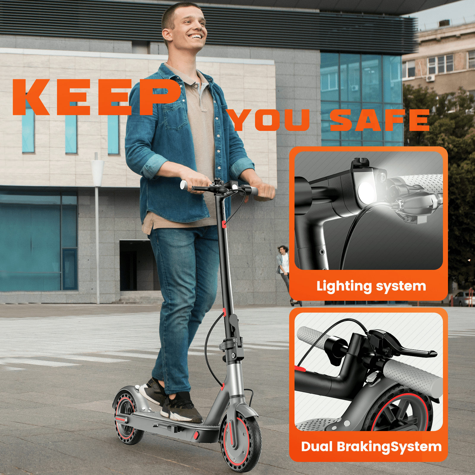 DIERTTIER Electric Scooter for Adults, 350W Motor, 19MPH Max Speed, Foldable Commuter E-Scooter (Red, 8.5 in Tires) 6xopp