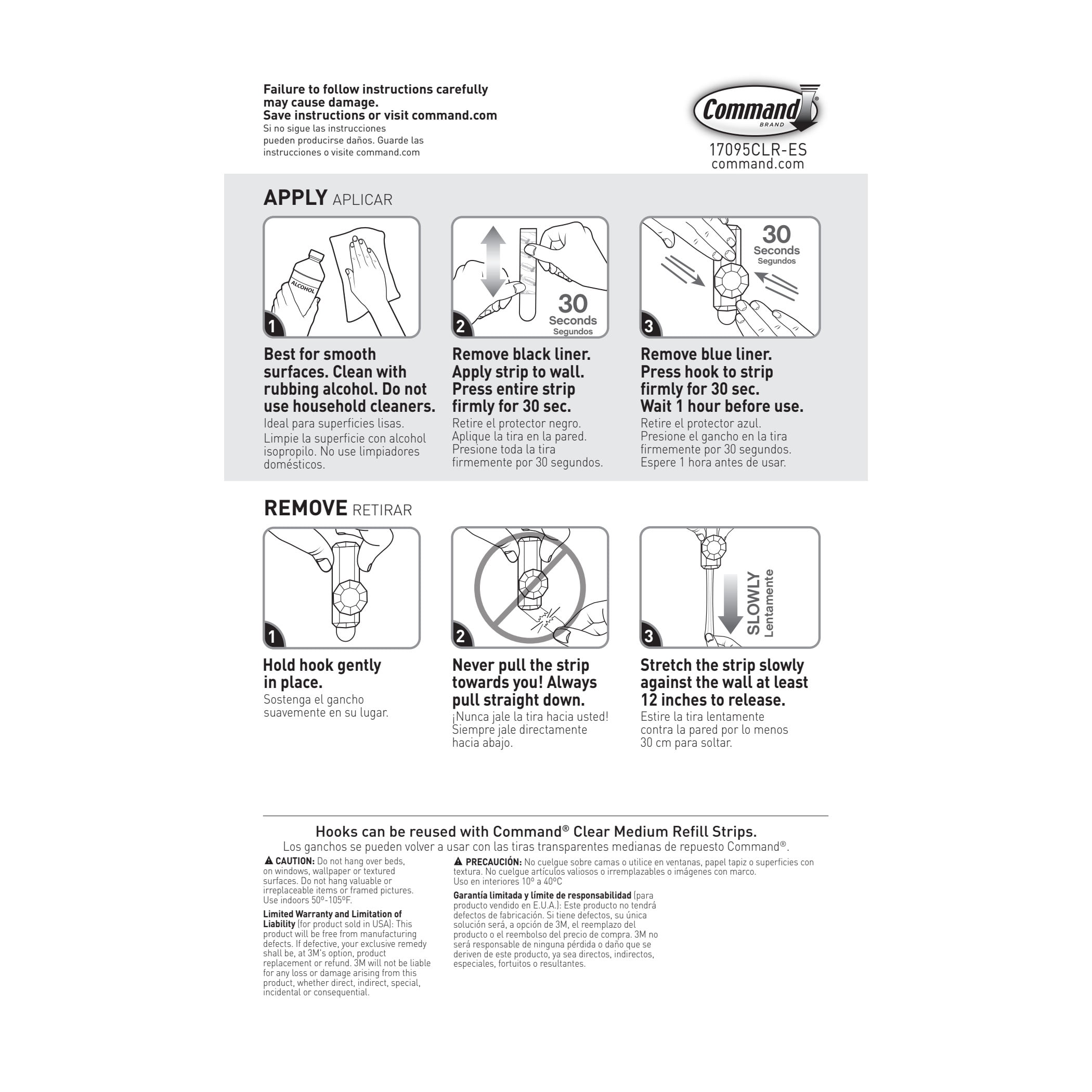Command Clear Medium Crystal Hooks (Clear, 2 Hooks, 3 Strips) gd226