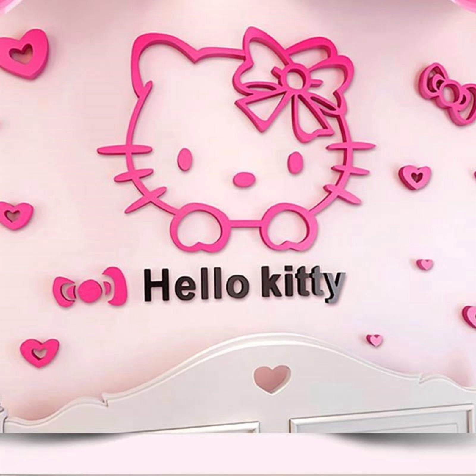 LELE Hello Kitty 3D Wall Decals Cartoon Bedroom Decor (Pink, 12 in x 12 in) k3qjn