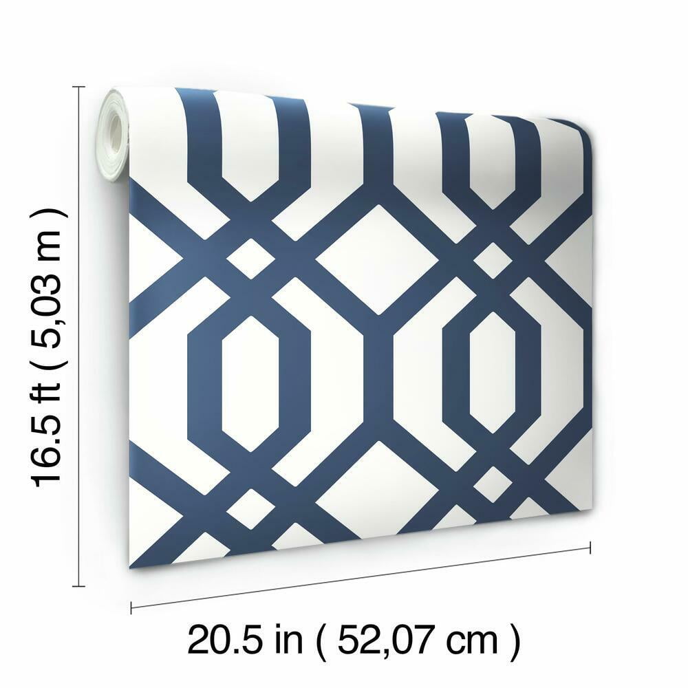 RoomMates Gazebo Lattice Peel and Stick Wallpaper (Blue, 20.5 in x 16.5 ft) 9reau