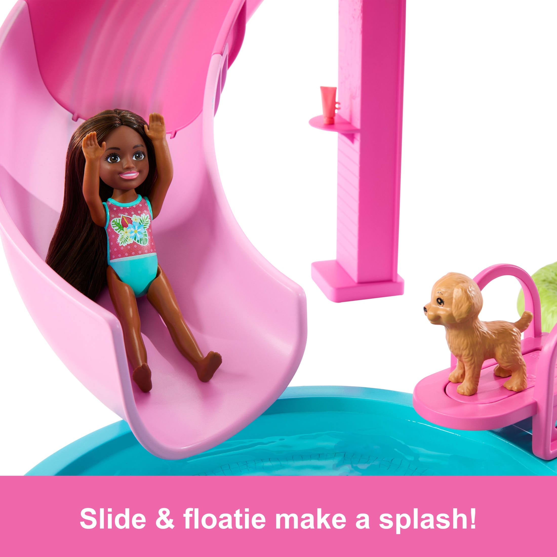 Barbie Dream Pool Playset with Slide and Bubbling Hot Tub (20+ Accessories, 1 Set) ji61y