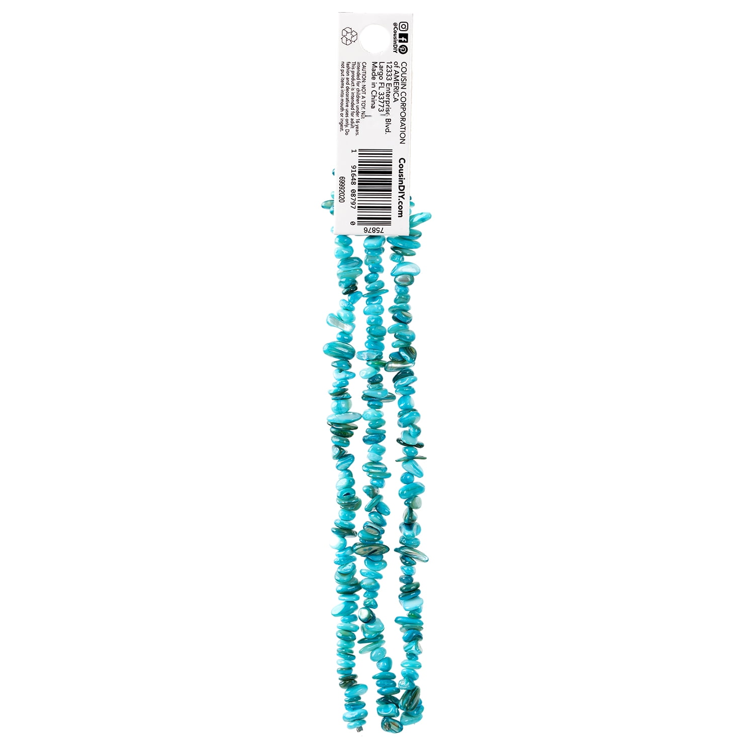 Cousin DIY Shell Bead Strand Set, Jewelry Making Craft Supplies, Turquoise Blue (2 Pack, 115 Pieces, 7.5 in) 0rz5r