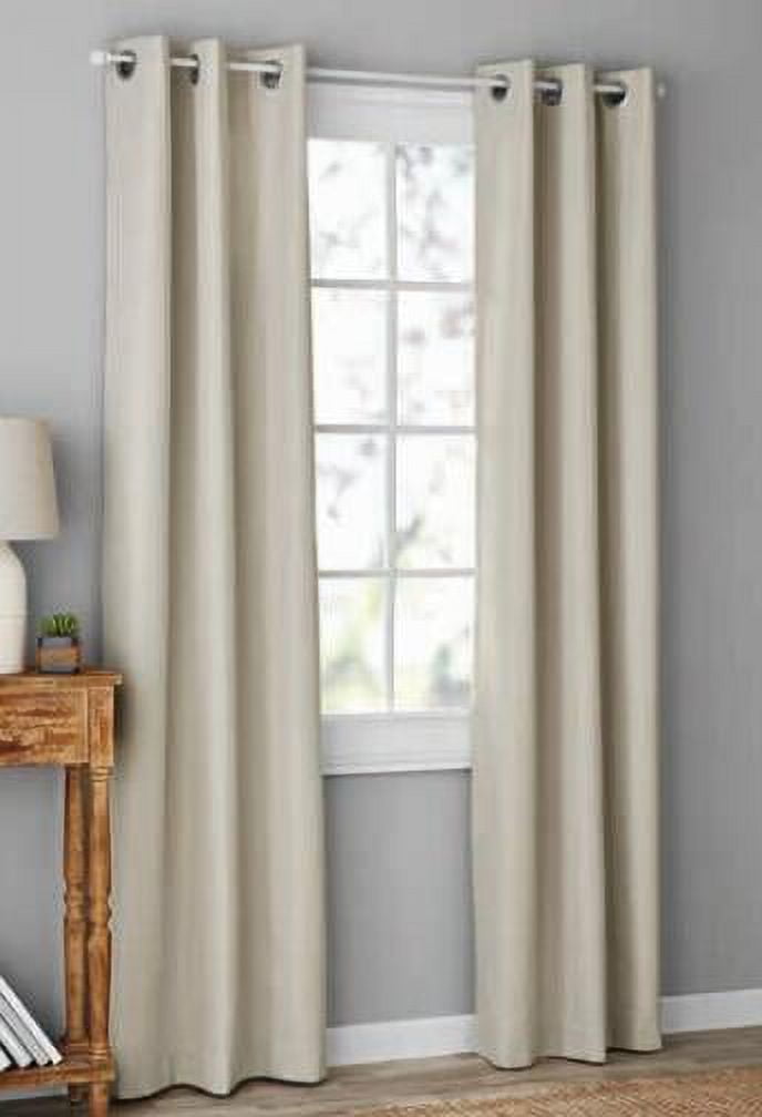 Mainstays Olan Blackout Curtain Panel Pair, Textured Solid Room Darkening Drapes (Beige, 37 in x 84 in, 2-Pack) 1efe6