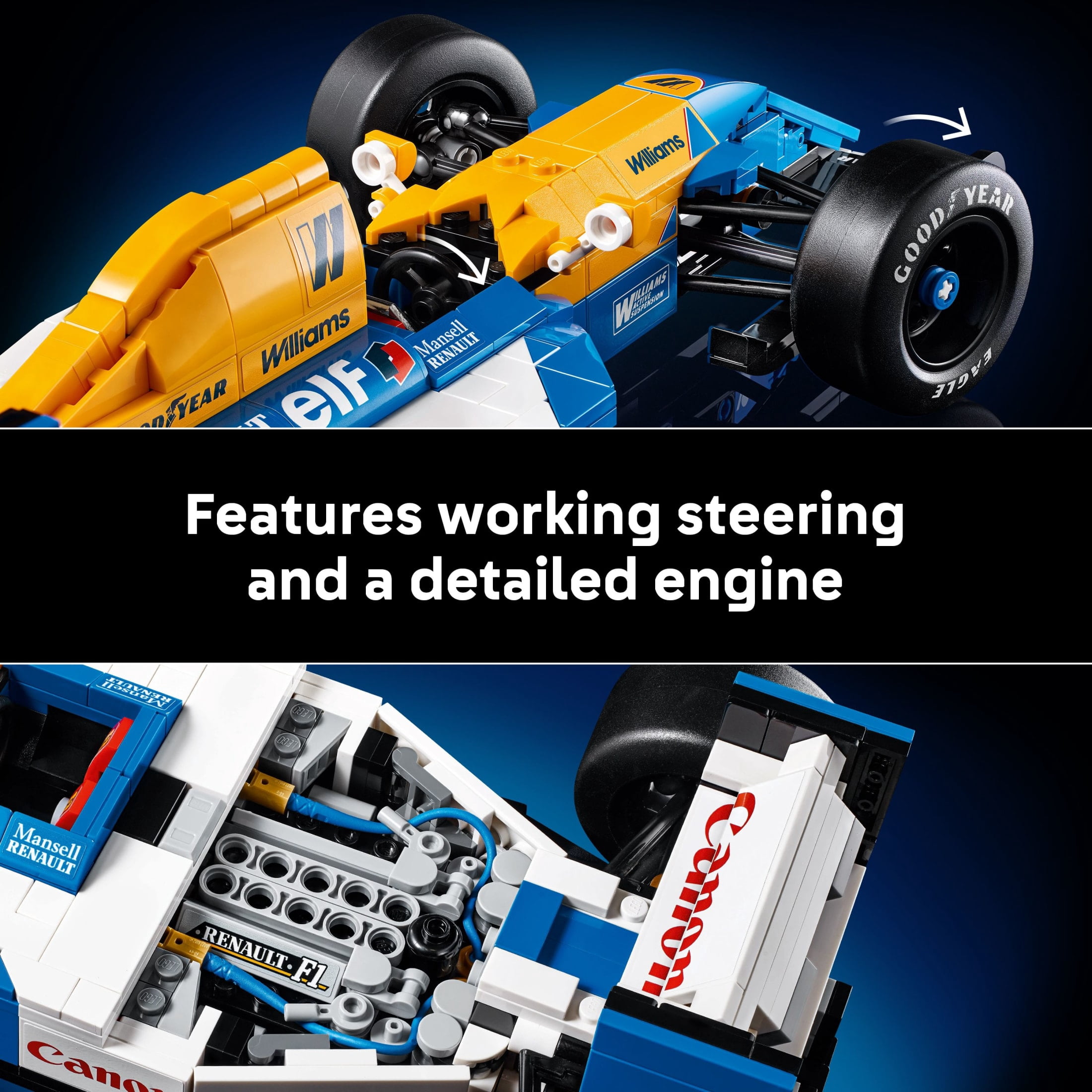 LEGO Icons Williams Racing FW14B & Nigel Mansell F1 Model Car Building Set (Multi-color, 799 Pieces) ld6a8
