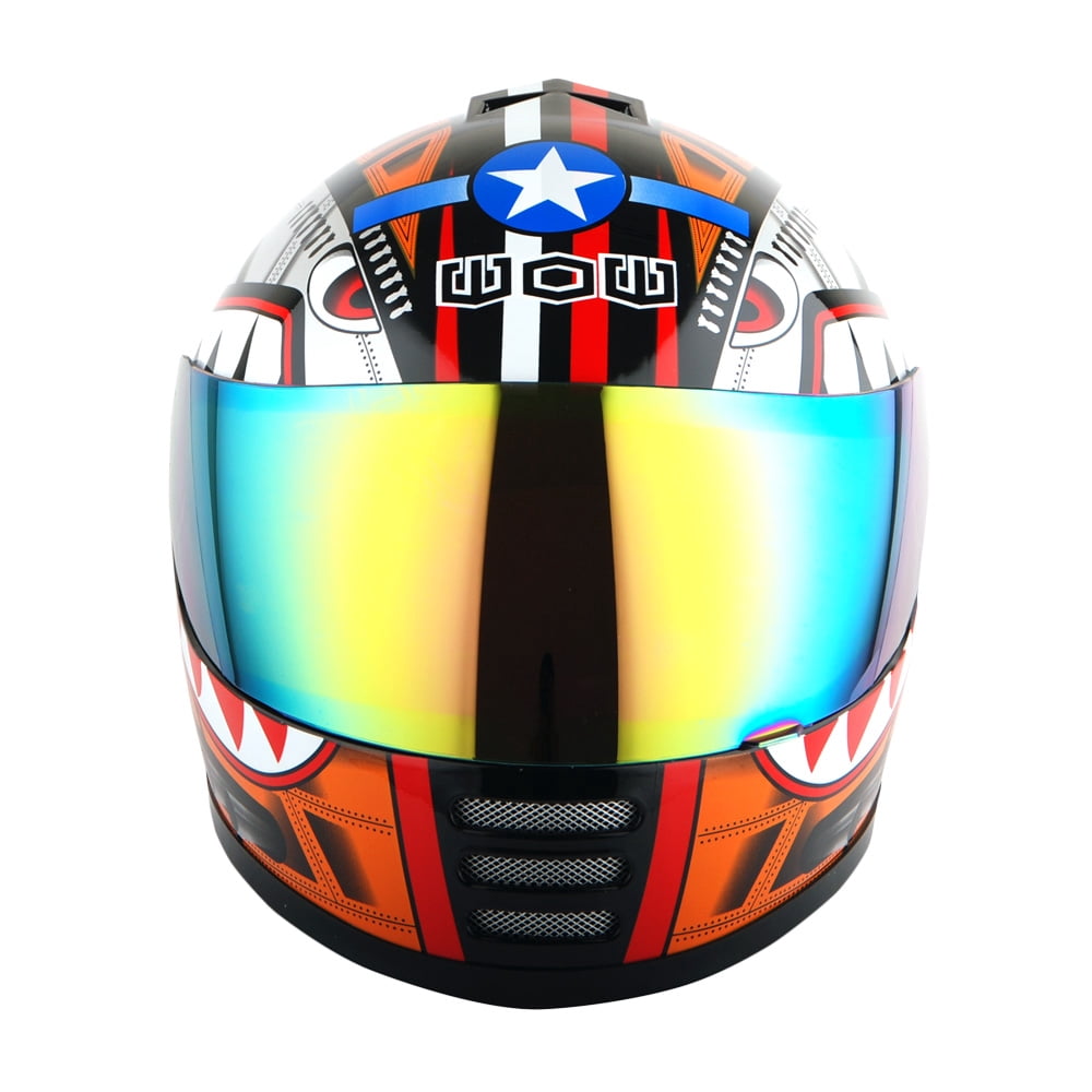 1Storm Youth Full Face Motorcycle Helmet and MX Glove Set (Orange, Small) to03n