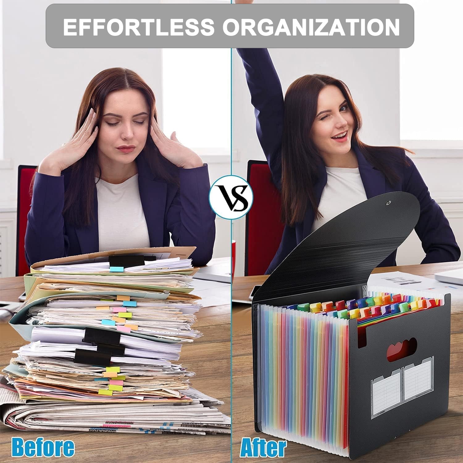 PHANCIR 24-Pocket Expanding File Organizer with A-Z and Month Tabs (Multicolor, 13 in x 9 in) c94c2