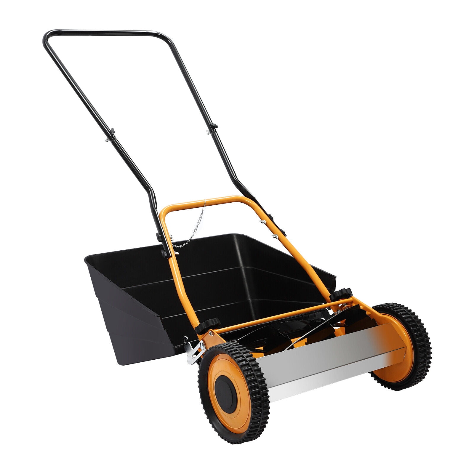 Generic 16-inch Manual Hand Push Lawn Mower with Grass Catcher (Black, 16 in) s1j2u