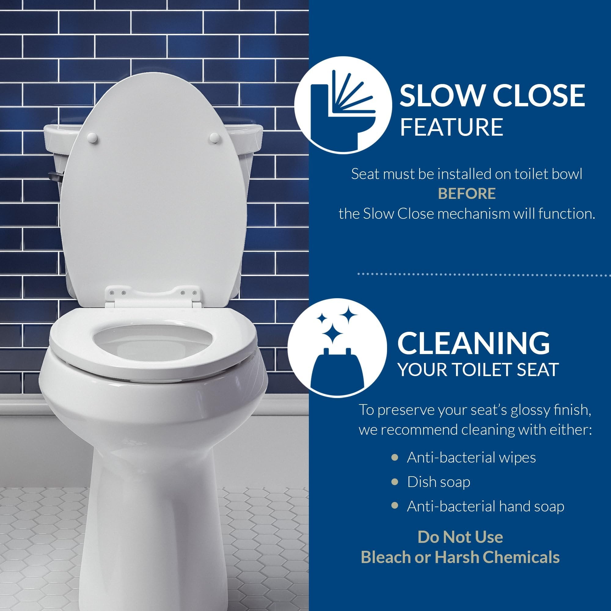 Bemis Alesio II Elongated Enameled Wood Toilet Seat with WhisperClose and STA-TITE Fastening System (White, 18.5 in) tumn3