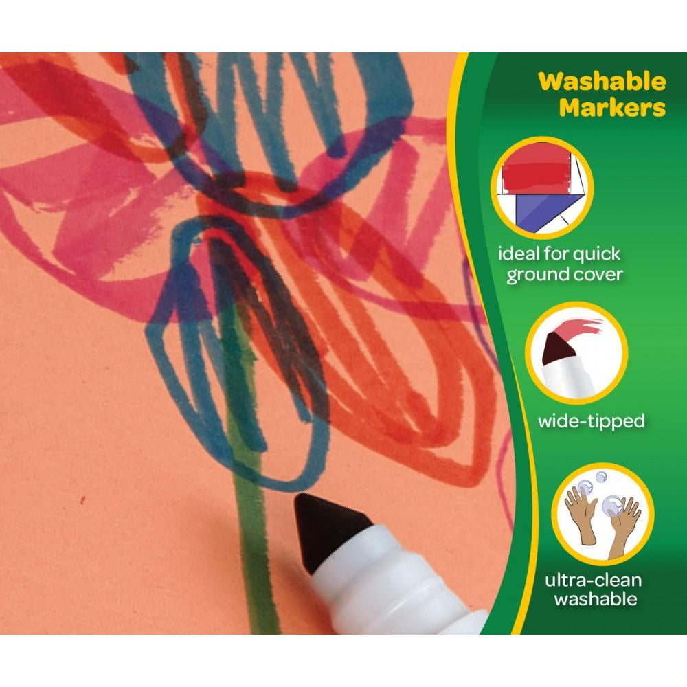 Crayola Ultra-Clean Washable Broad Line Markers, Non-Toxic Art Supplies for Kids (Assorted Colors, 10 Ct) 6kxnd
