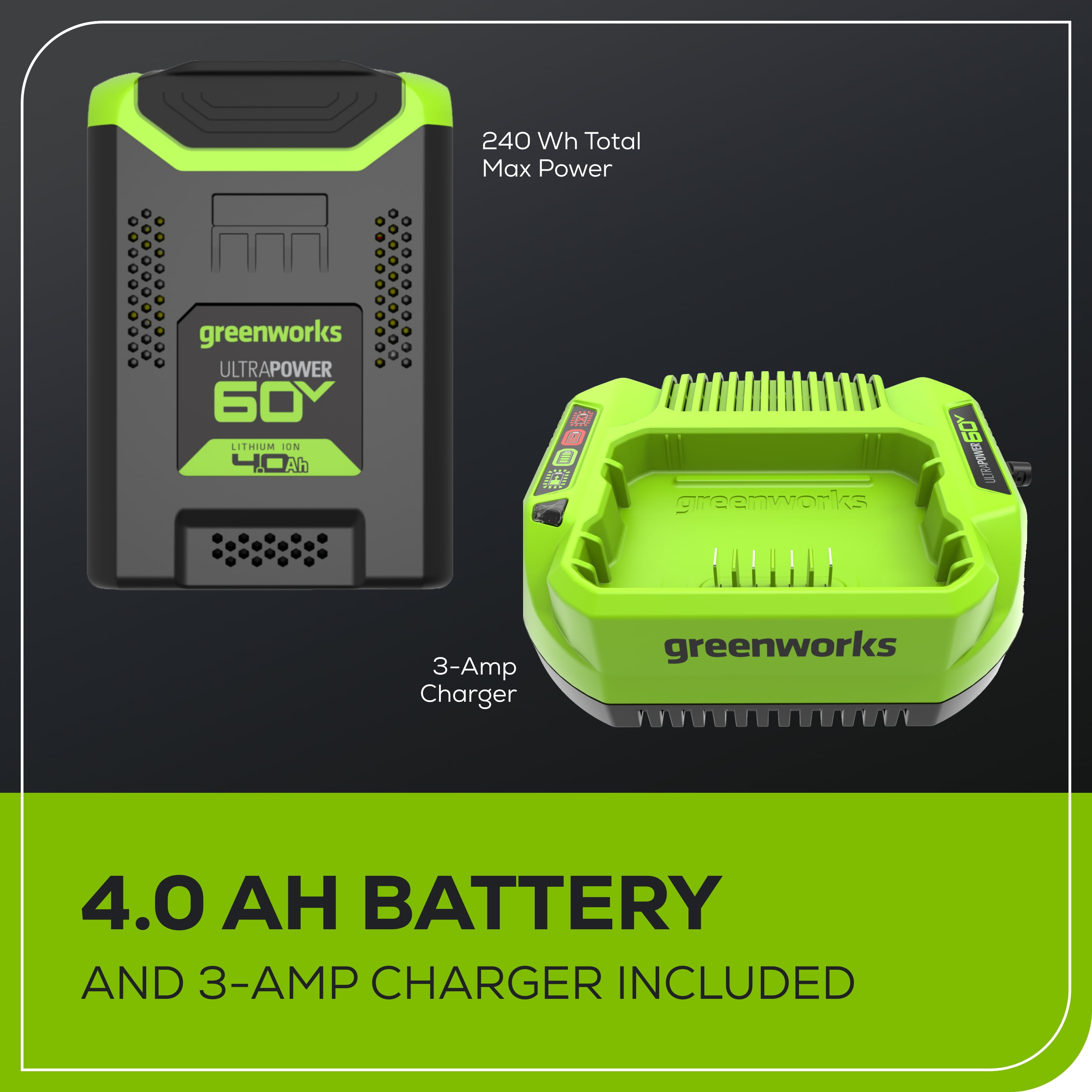 Greenworks 60V 16 in Cordless String Trimmer with 4.0 Ah Battery and 3A Charger (Green, 16 in) d5h4i