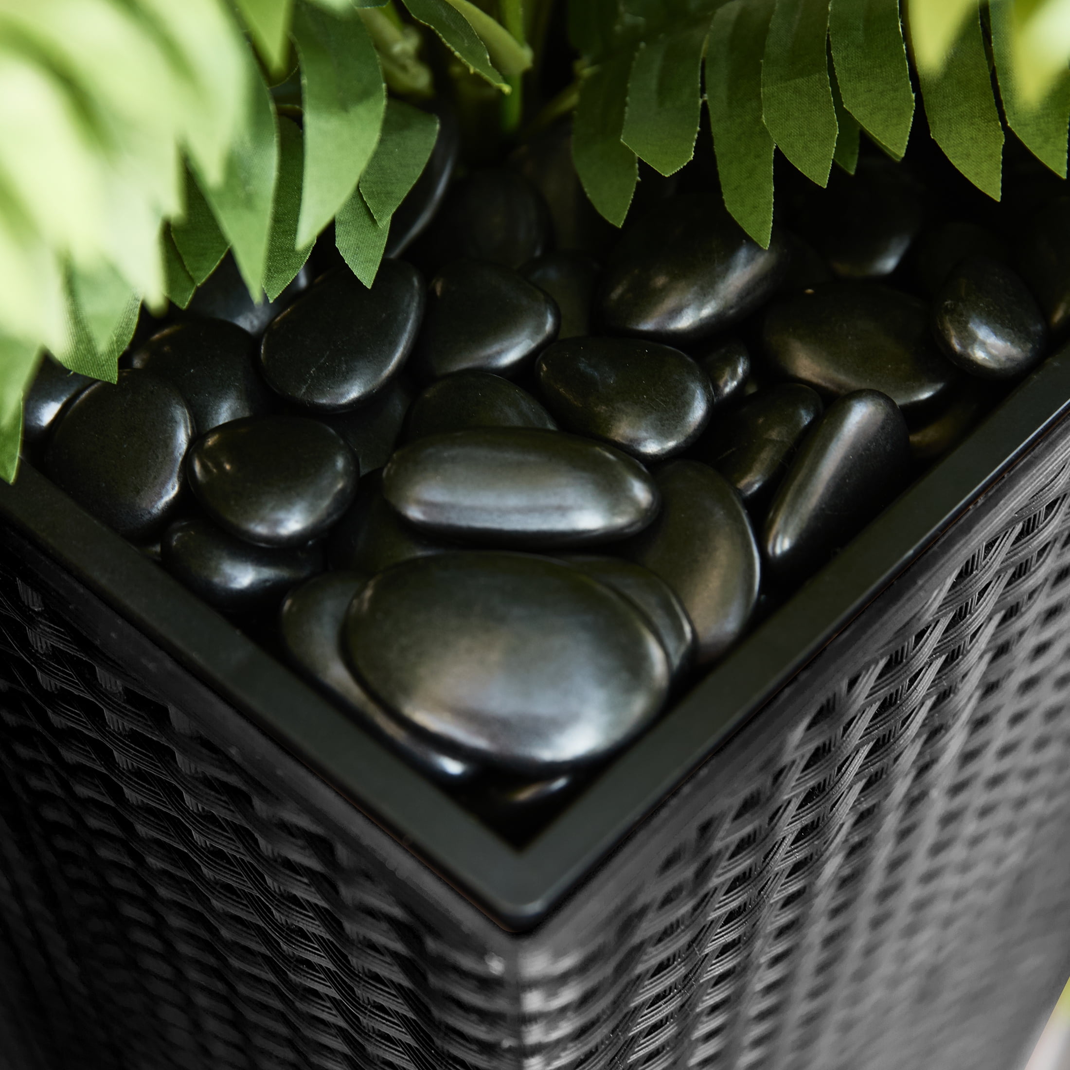 DR.Planzen Artificial Boston Fern Plant with Black Tapered Planter (Green, 39 Leaves) d9cir