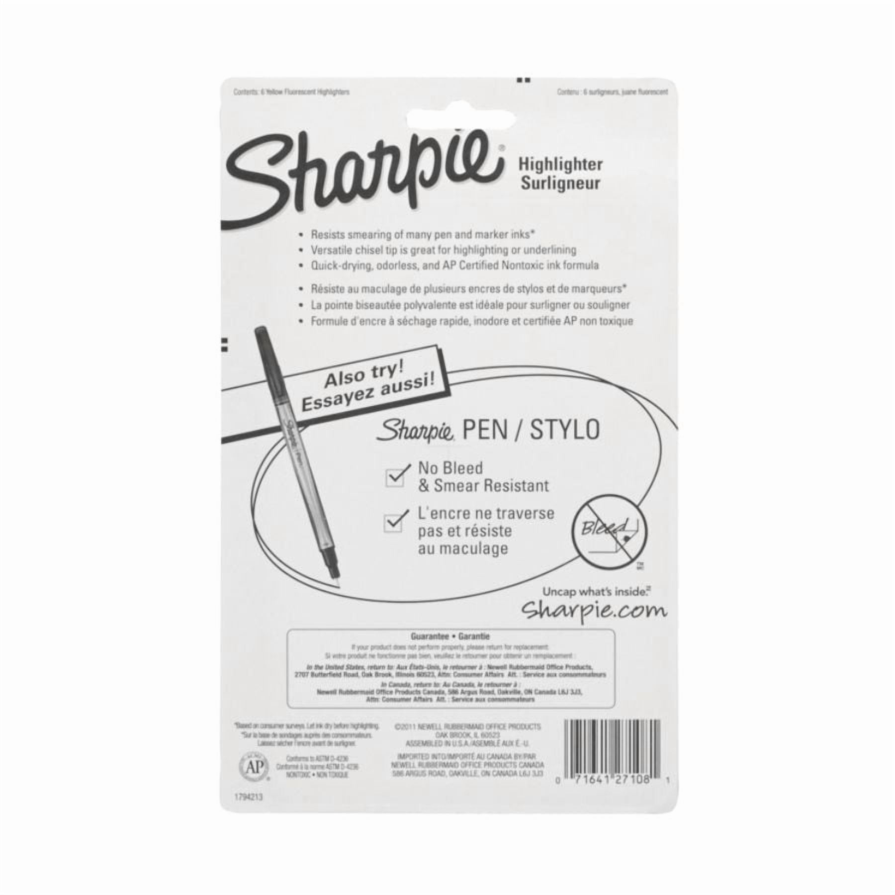 Sharpie Accent Pocket Highlighters, Chisel Tip, Quick-Drying Ink (Yellow, 6 Pack) k3fbe